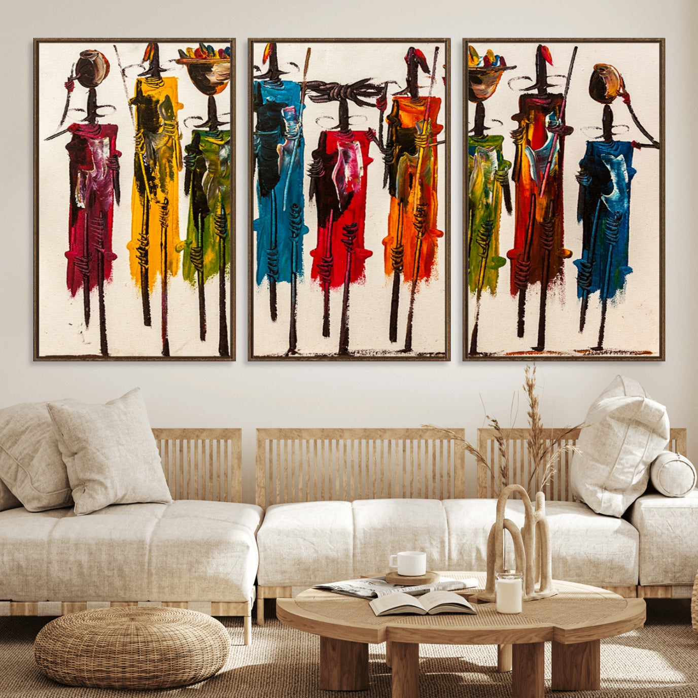 91926-MGV-FC-60X30-3P_Walnut-Abstract African Women Wall Art Canvas Print