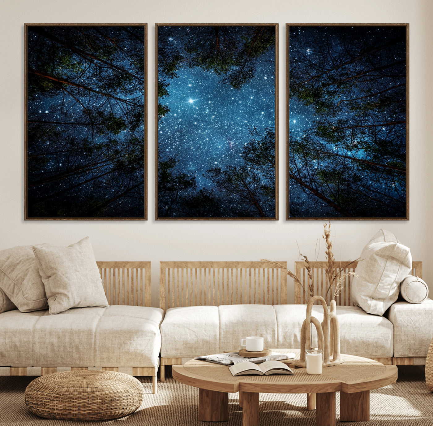 79948-MGV-FC-60X30-3P_Walnut-Forest and Stars Wall Art Canvas Print