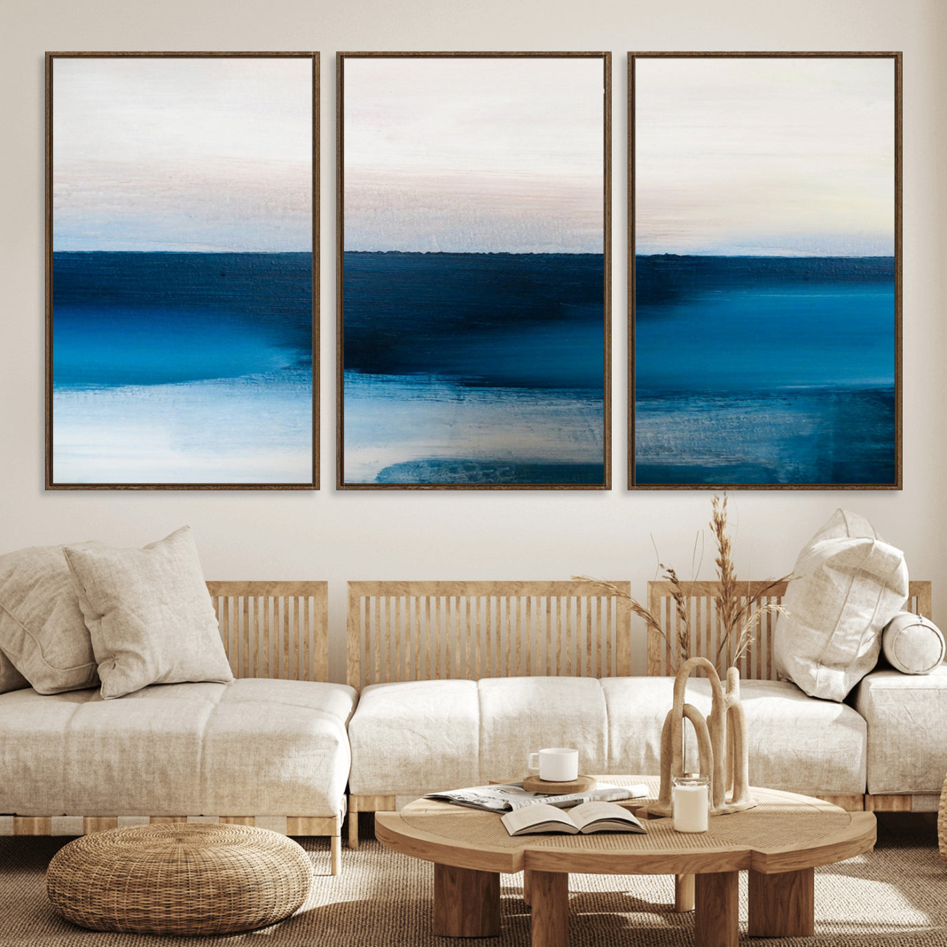 72452-MGV-FC-60X30-3P_Walnut-Dark Blue Abstract Wall Art Canvas Print