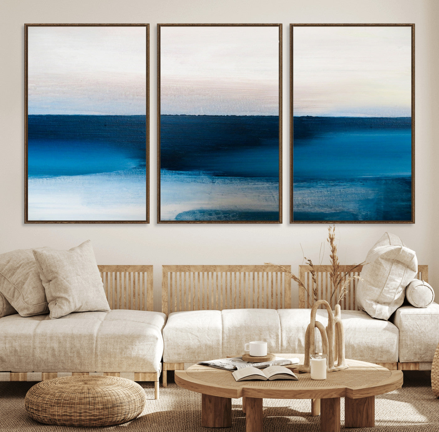 72452-MGV-FC-60X30-3P_Walnut-Dark Blue Abstract Wall Art Canvas Print