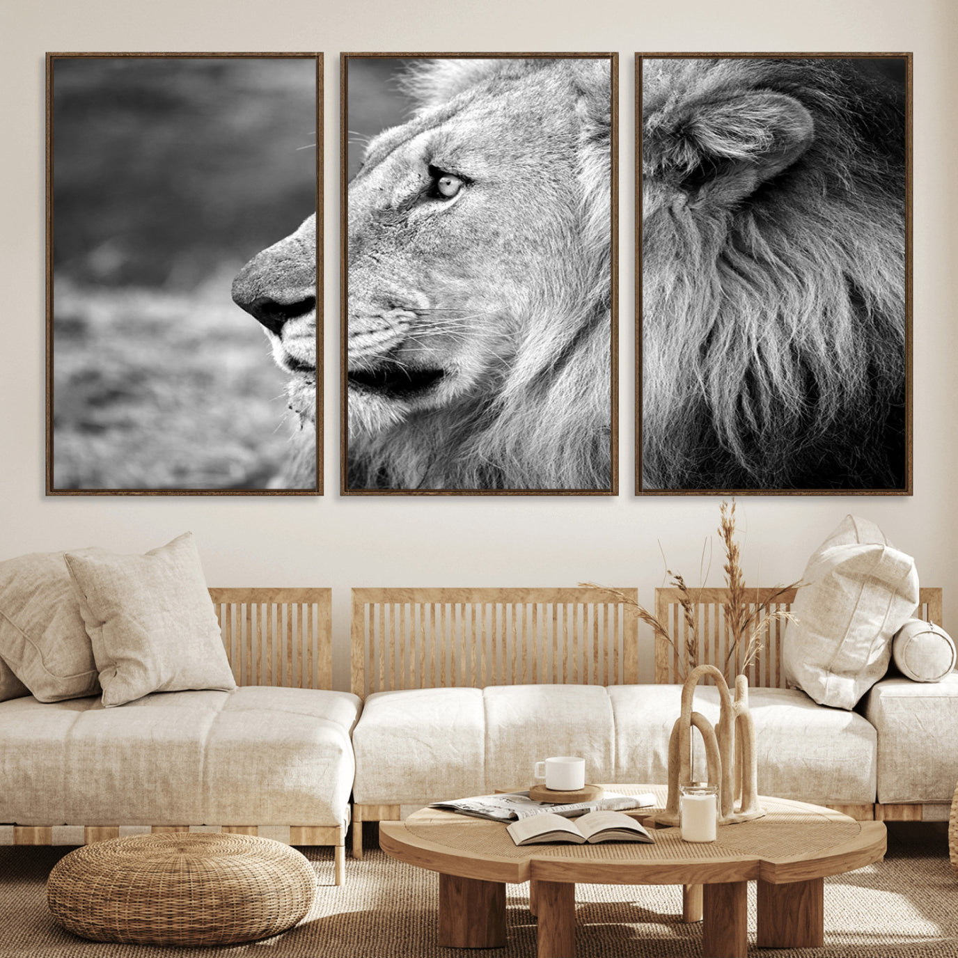23833-MGV-FC-60X30-3P_Walnut-Lion Wall Art Canvas Print
