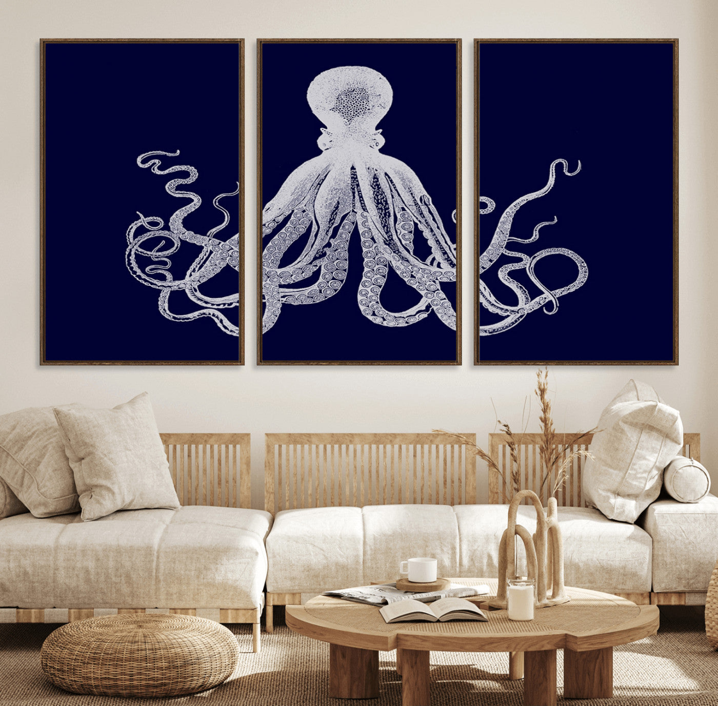 11865-MGV-FC-60X30-3P_Walnut-Blue Octopus Wall Art Canvas Print