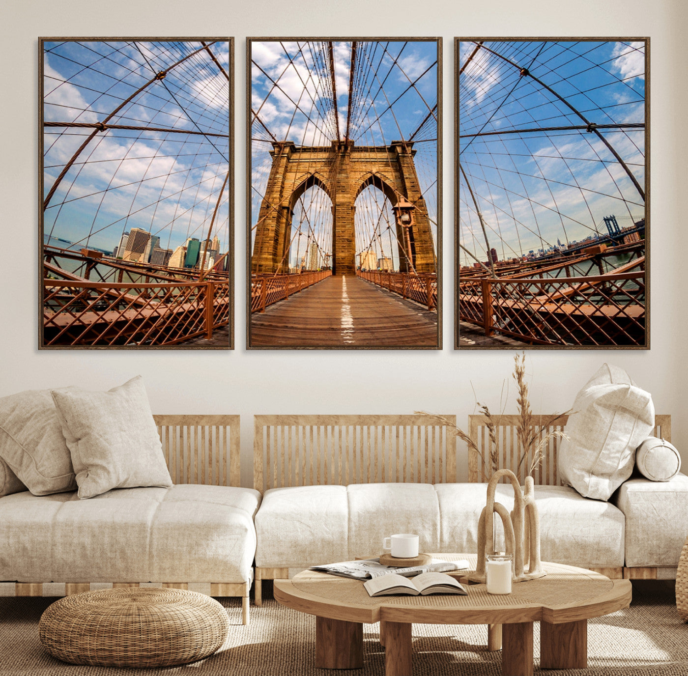 44467-MGV-CV-36X24-Brooklyn Bridge Manhattan Wall Art Canvas Print