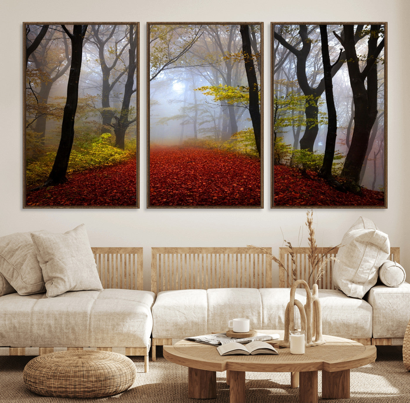 12426-MGV-FC-60X30-3P_Walnut-Foggy Forest Wall Art Landscape Canvas Print