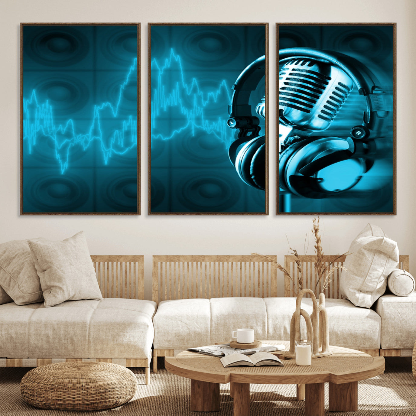 42329-MGV-FC-60X30-3P_Walnut-Music and Microphone Wall Art Canvas Print