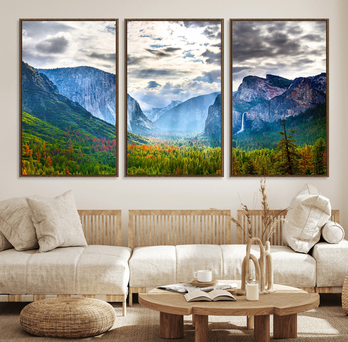 45909-MGV-FC-60X30-3P_Walnut-Yosemite National Park El Capitan Landscape Wall Art, Yosemite National Park El Capitan Canvas Print