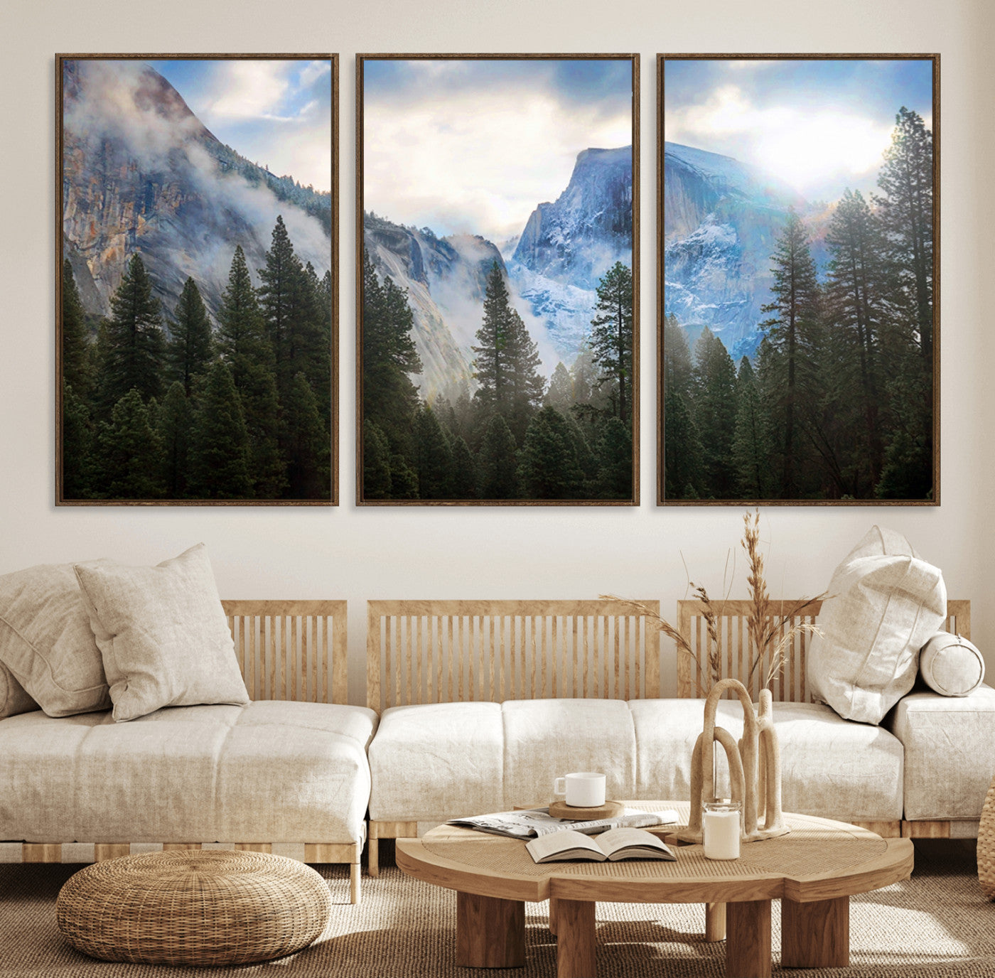 44943-MGV-FC-60X30-3P_Walnut-Half Dome Yosemite Calinia Wall Art Canvas Print El Capitan