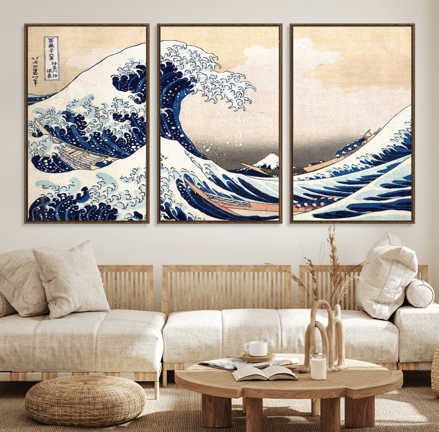 35635-MGV-FC-60X30-3P_Walnut-Wall Art Kanagawa Canvas Artwork Abstract Print