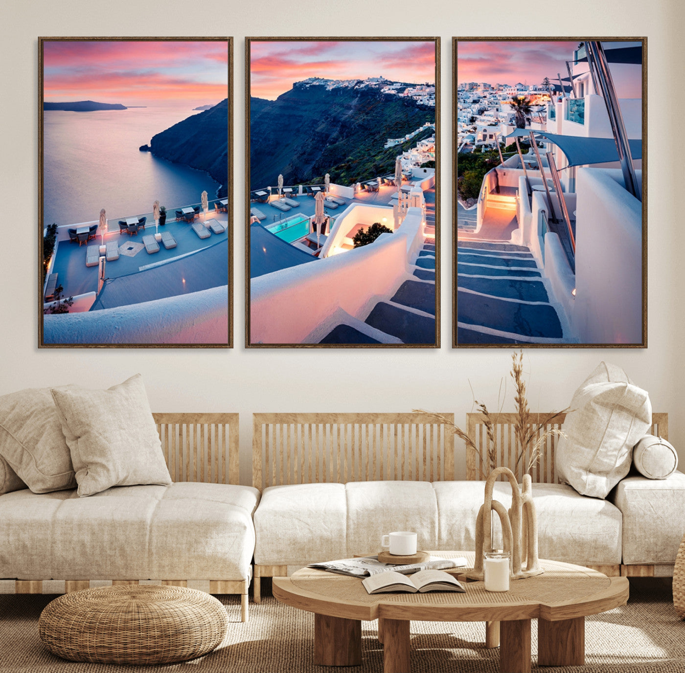 35350-MGV-FC-60X30-3P_Walnut-Santorini Island Wall Art Canvas Print