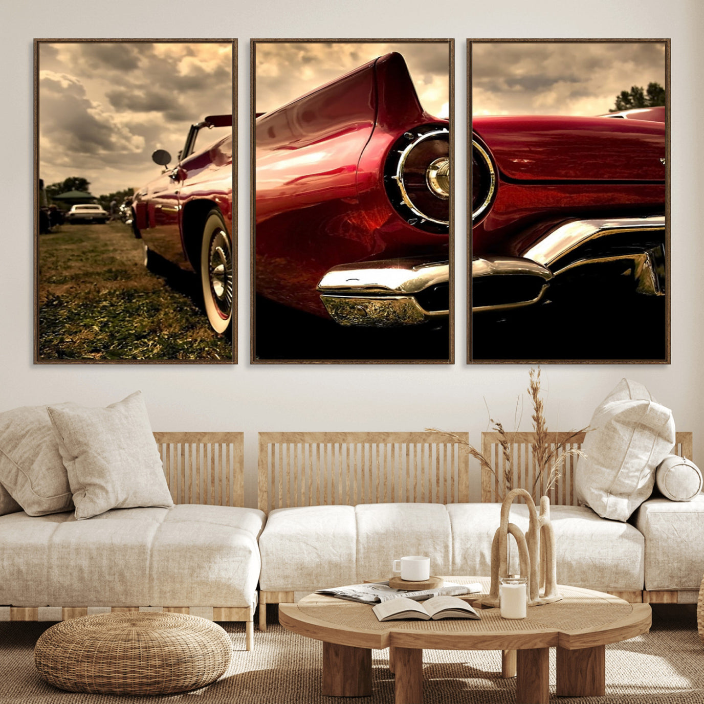 60259-MGV-FC-60X30-3P_Walnut-Red Classic Car Wall Art Canvas Print