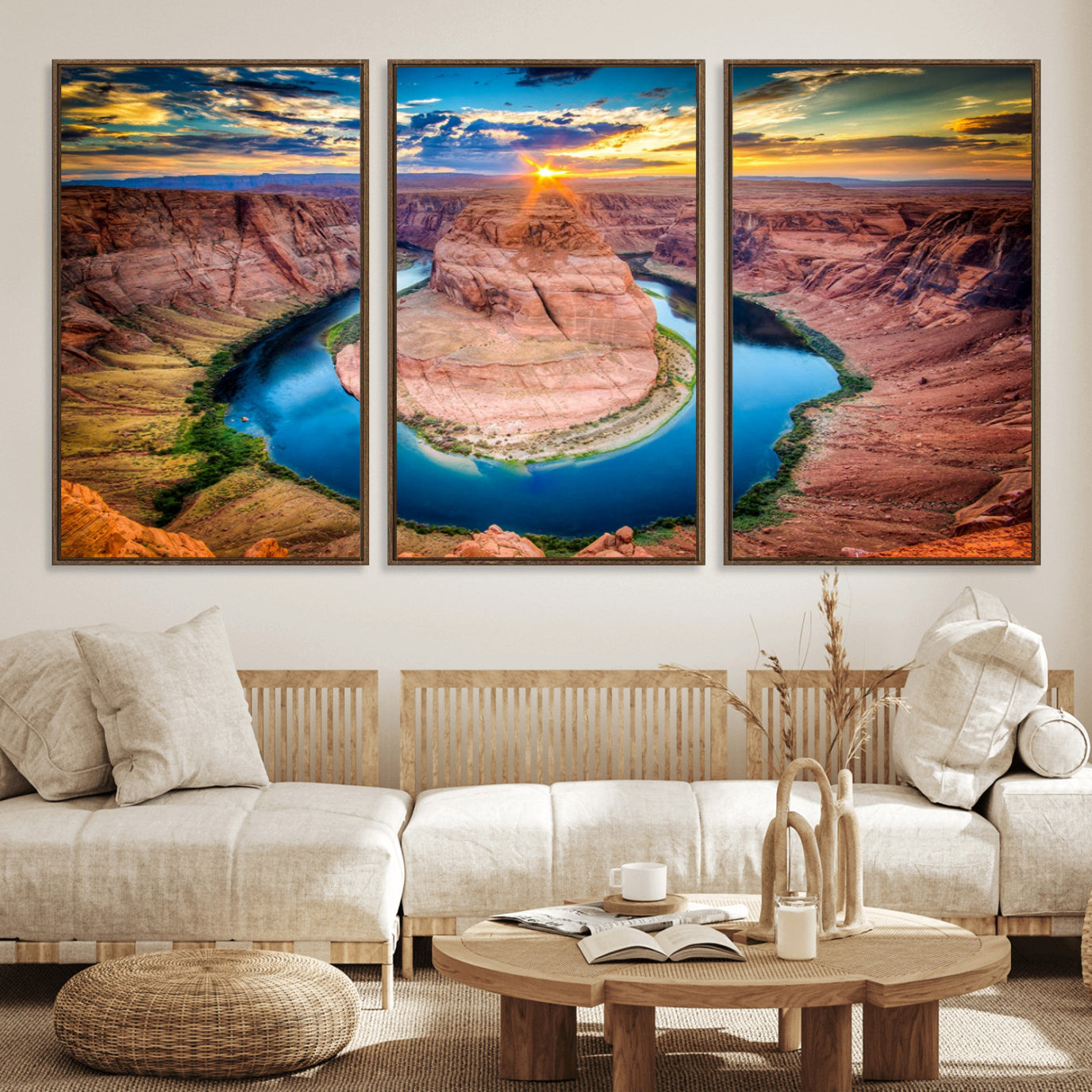 80407-MGV-FC-60X30-3P_Walnut-Sunset on the Horseshoe Bend Grand Canyon, Horseshoe Bend Grand Canyon Canvas Wall Art Print