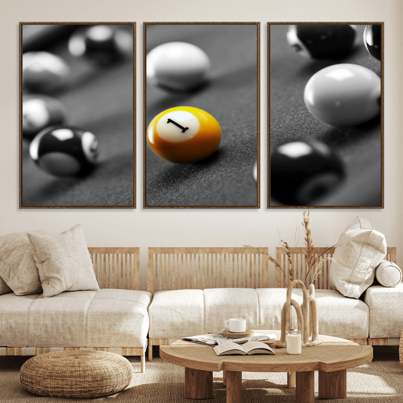 16722-MGV-FC-60X30-3P_Walnut-Wall Art Pool Table and Balls Canvas Print