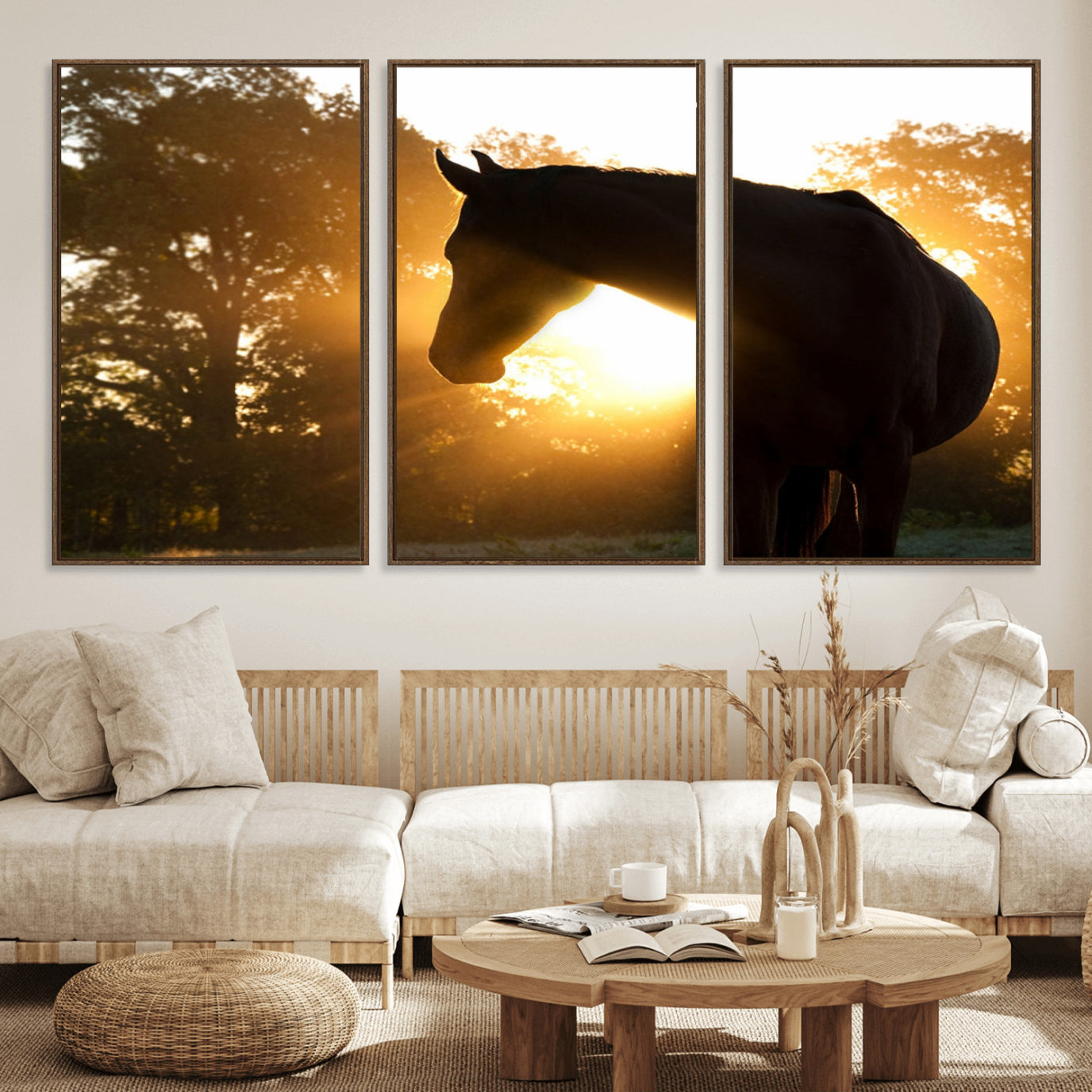 -Horse at Sunset Wall Art Animal Canvas Print