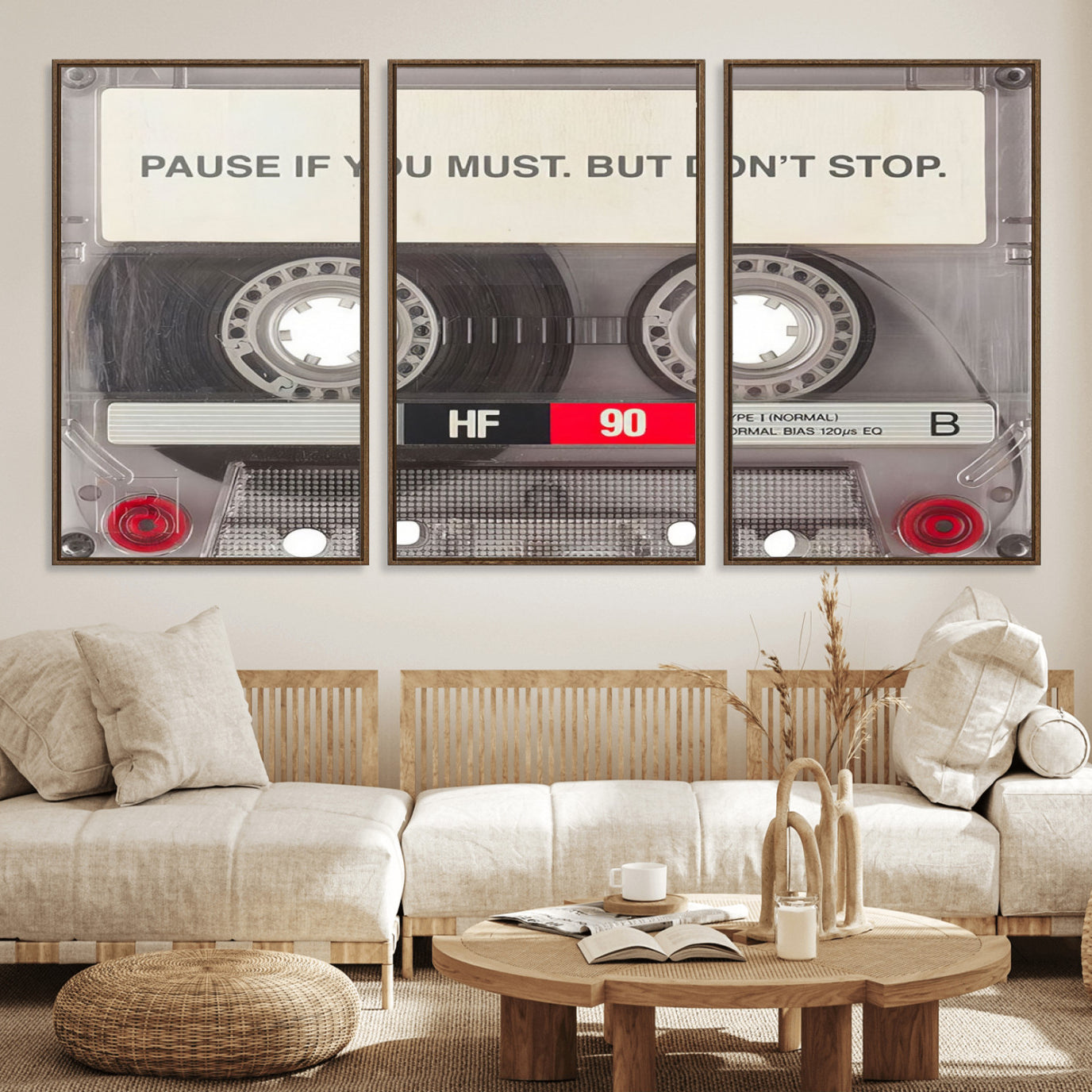 75360-MGV-FC-60X30-3P_Walnut-Music Cassette Iconic Wall Art Canvas Print