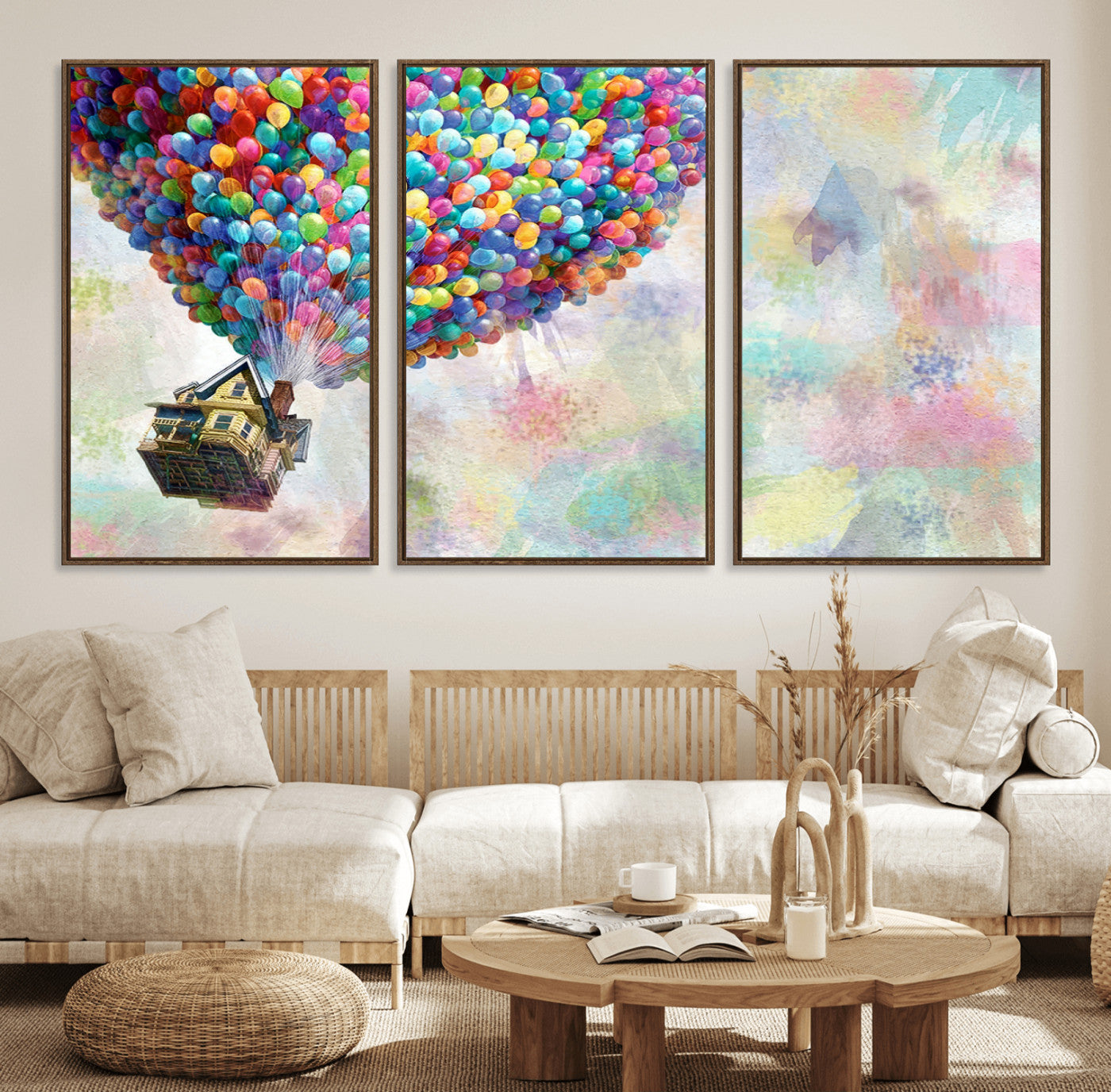 48558-MGV-FC-60X30-3P_Walnut-Up Pixar Poster, Look Up Pixar Wall Art, Up Pixar Canvas, Kids Play Game Room Decor Wall Art