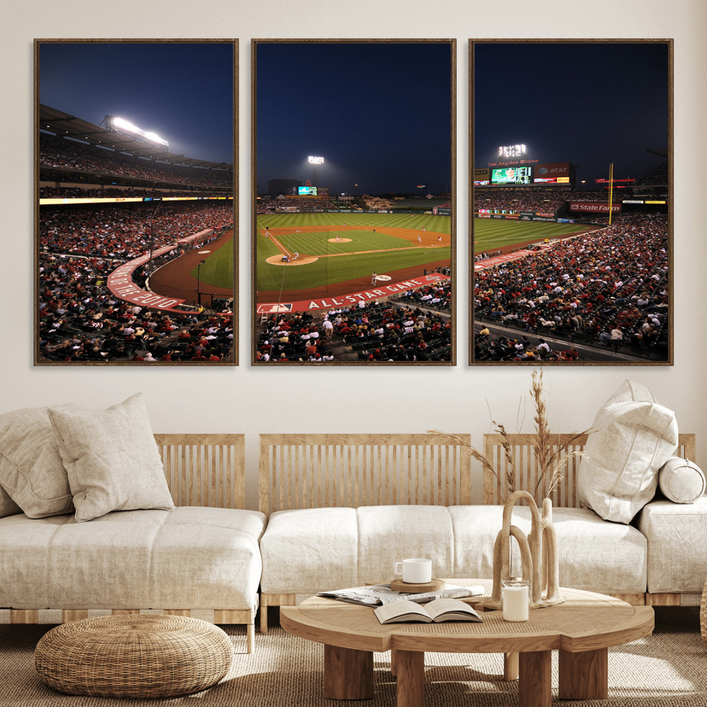 88896-MGV-FC-60X30-3P_Walnut-Los Angeles Angels Baseball Team Print - Anaheim Angel Stadium Wall Art Canvas Print