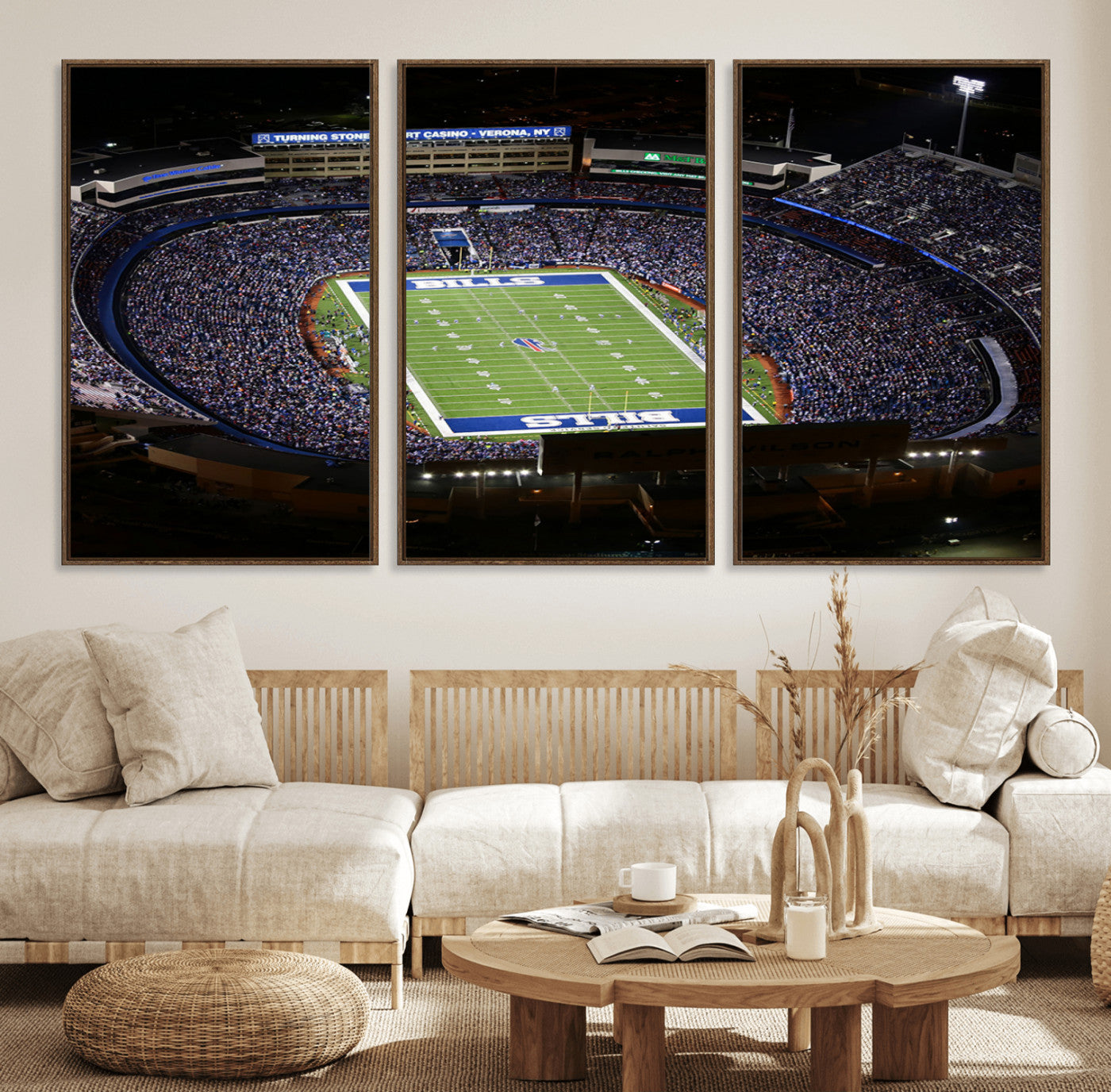 19030-MGV-FC-60X30-3P_Walnut-Buffalo Bills NFL Football Team Print - Highmark Stadium Wall Art Canvas Print