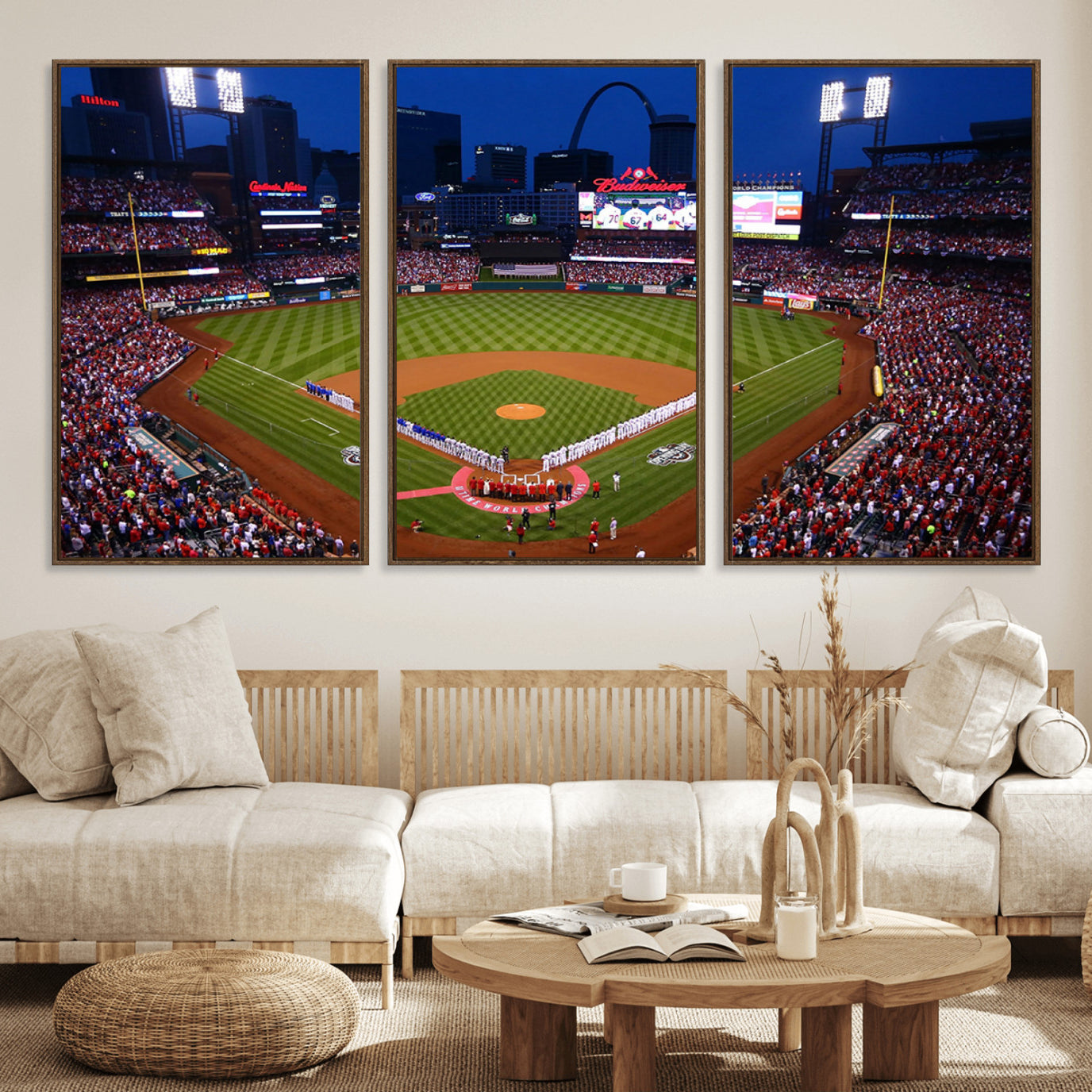 11925-MGV-FC-60X30-3P_Walnut-St. Louis Cardinals Baseball Team Print - Busch Stadium Wall Art Canvas Print