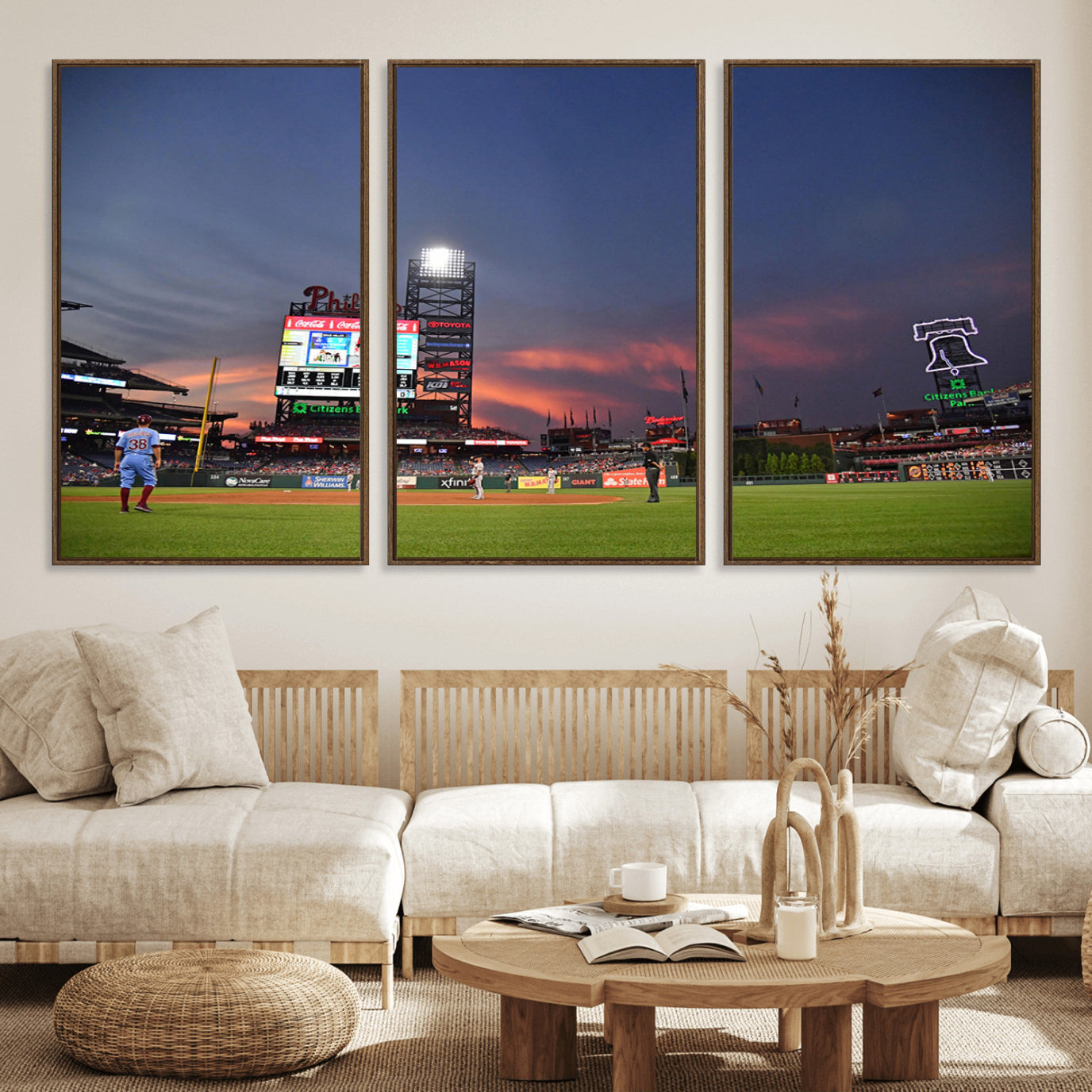 22594-MGV-FC-60X30-3P_Walnut-Philadelphia Phillies Baseball Print - Philadelphia Citizens Bank Park Stadium Wall Art, Phillies