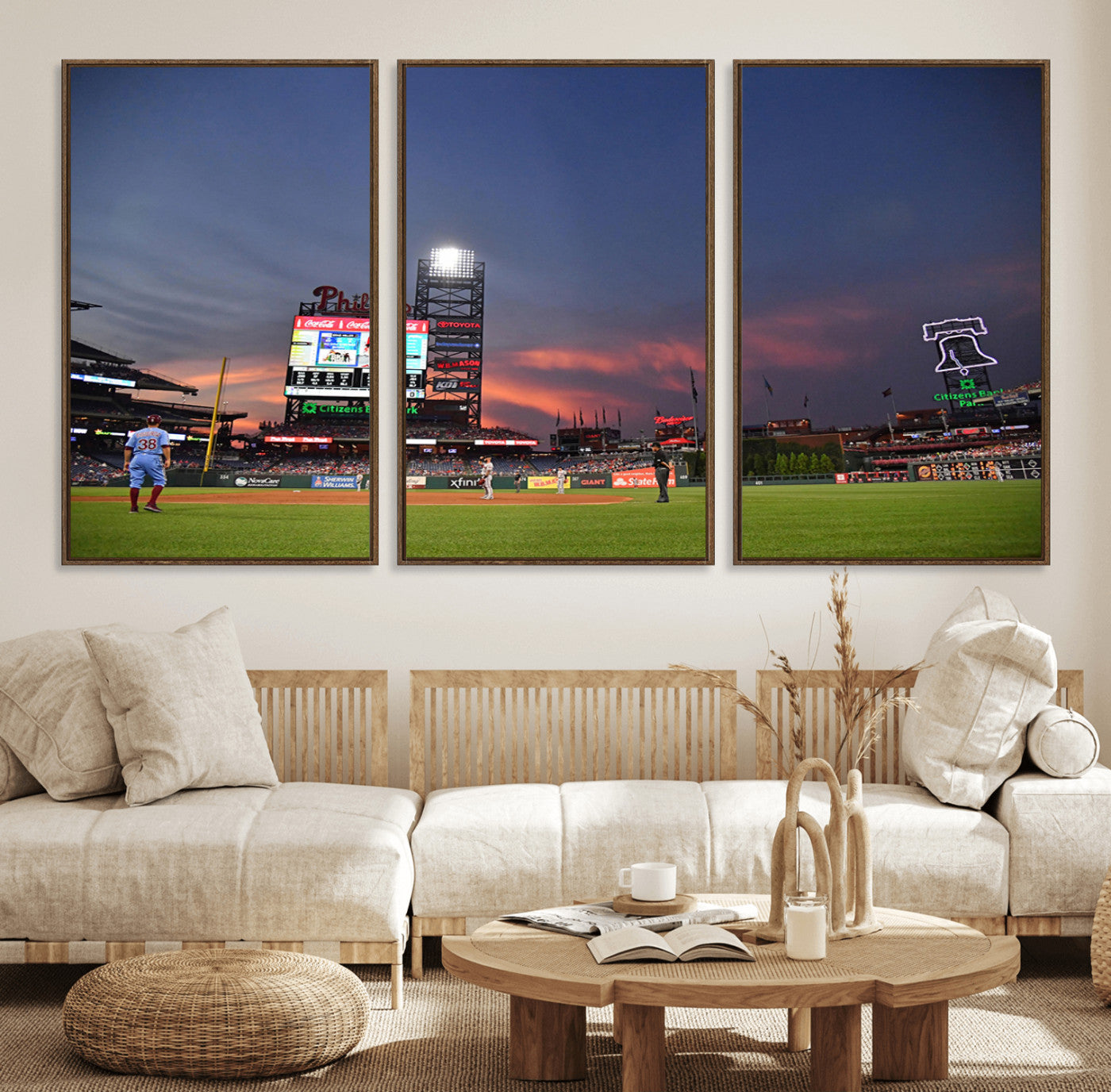 22594-MGV-FC-60X30-3P_Walnut-Philadelphia Phillies Baseball Print - Philadelphia Citizens Bank Park Stadium Wall Art, Phillies