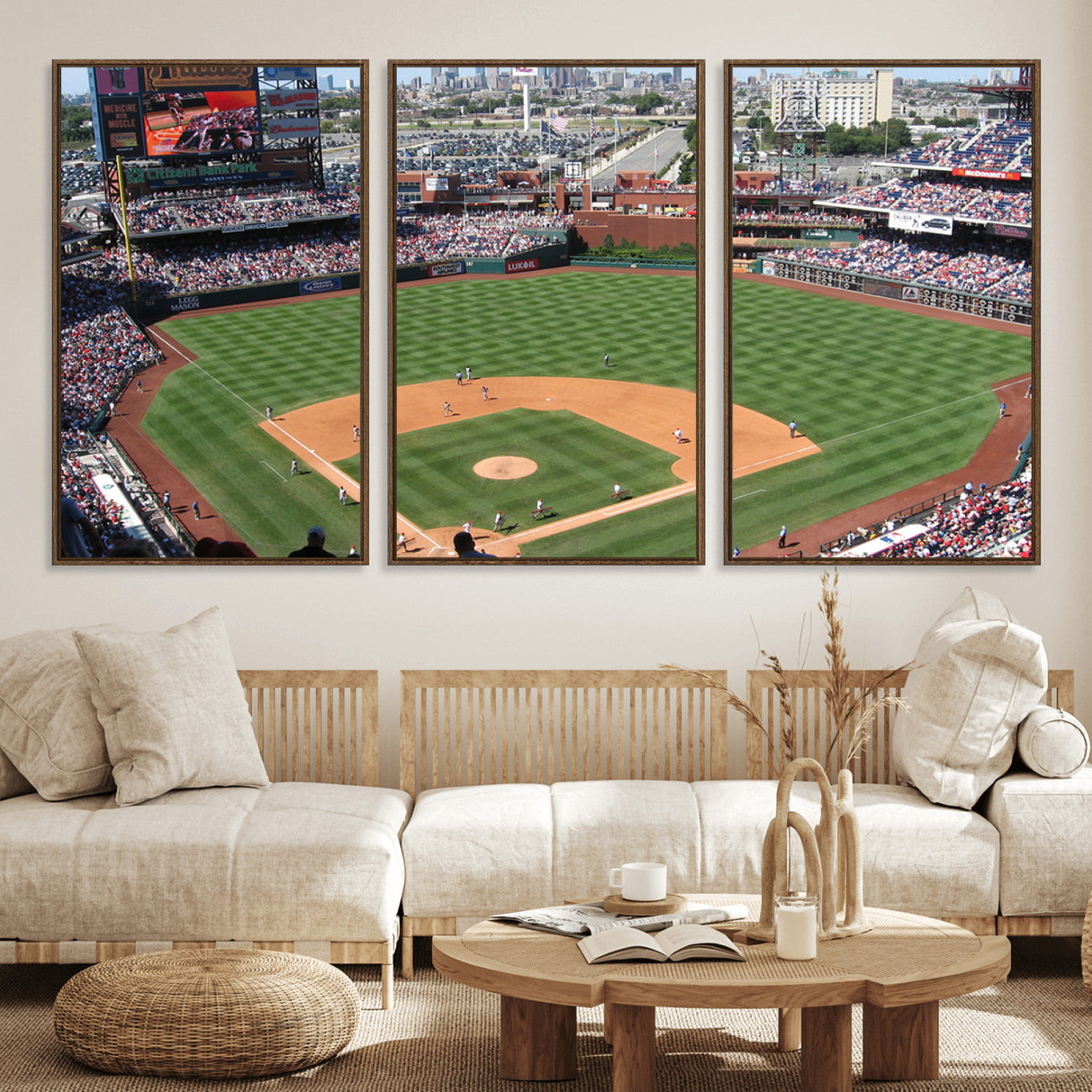 85755-MGV-FC-60X30-3P_Walnut-Philadelphia Phillies Baseball Team Print - Philadelphia Citizens Bank Park Stadium Wall Art Canvas
