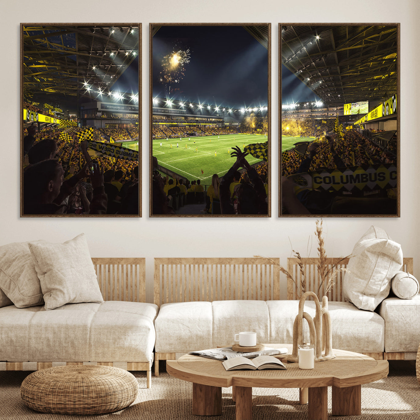 51122-MGV-FC-60X30-3P_Walnut-Columbus Crew Soccer Team Print - Columbus Crew Stadium Wall Art Canvas Print
