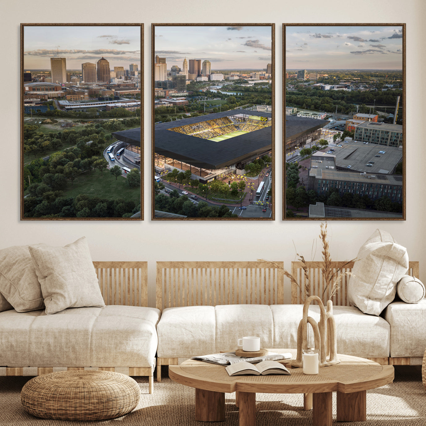 90971-MGV-FC-60X30-3P_Walnut-Columbus Crew Soccer Team Print - Columbus Crew Stadium Wall Art, Columbus Crew Soccer Wall Art