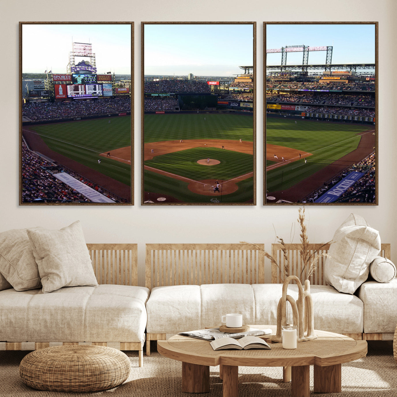 21638-MGV-FC-60X30-3P_Walnut-Colorado Rockies Coors Field Wall Art Canvas Print - MLB Baseball Stadium