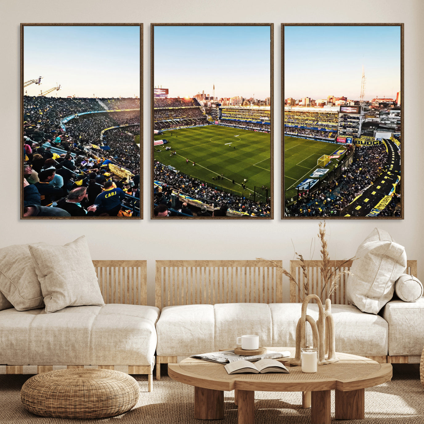 50105-MGV-FC-60X30-3P_Walnut-Boca Juniors Soccer Team Print - Buenos Aires Bombonera Stadium Wall Art Canvas Print
