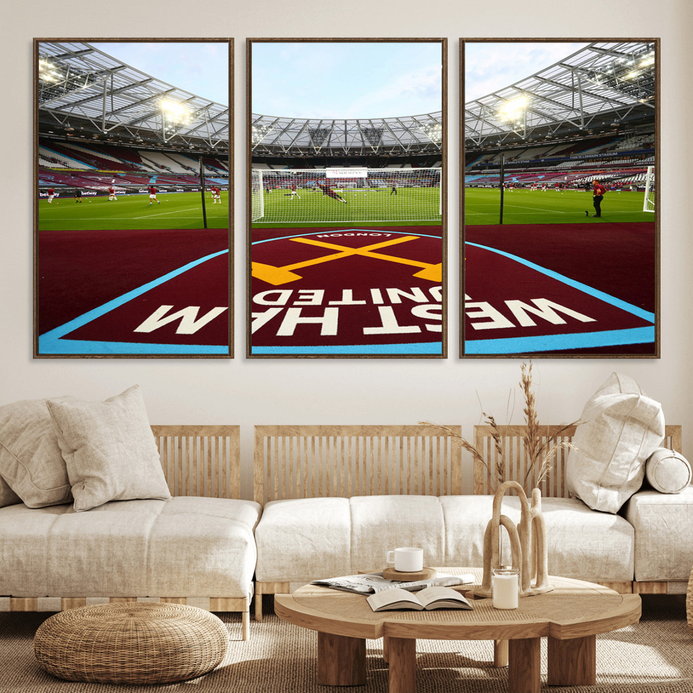 77367-MGV-FC-60X30-3P_Walnut-West Ham United FC Stadium Canvas Wall Art – London Stadium Football Print – Premier League Team