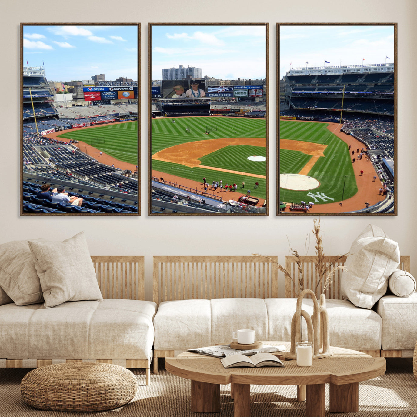 98047-MGV-FC-60X30-3P_Walnut-Buffalo Bills Stadium Wall Art - Buffalo Bills Decor- NFL Fans Gift, Perfect Sports Decor for Living