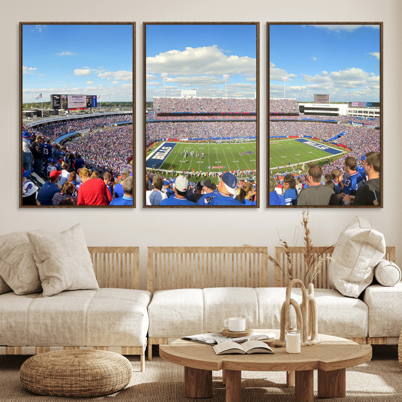 35302-MGV-FC-60X30-3P_Walnut-Buffalo Bills NFL Football Team Print - Buffalo Highmark Stadium Wall Art Canvas Print