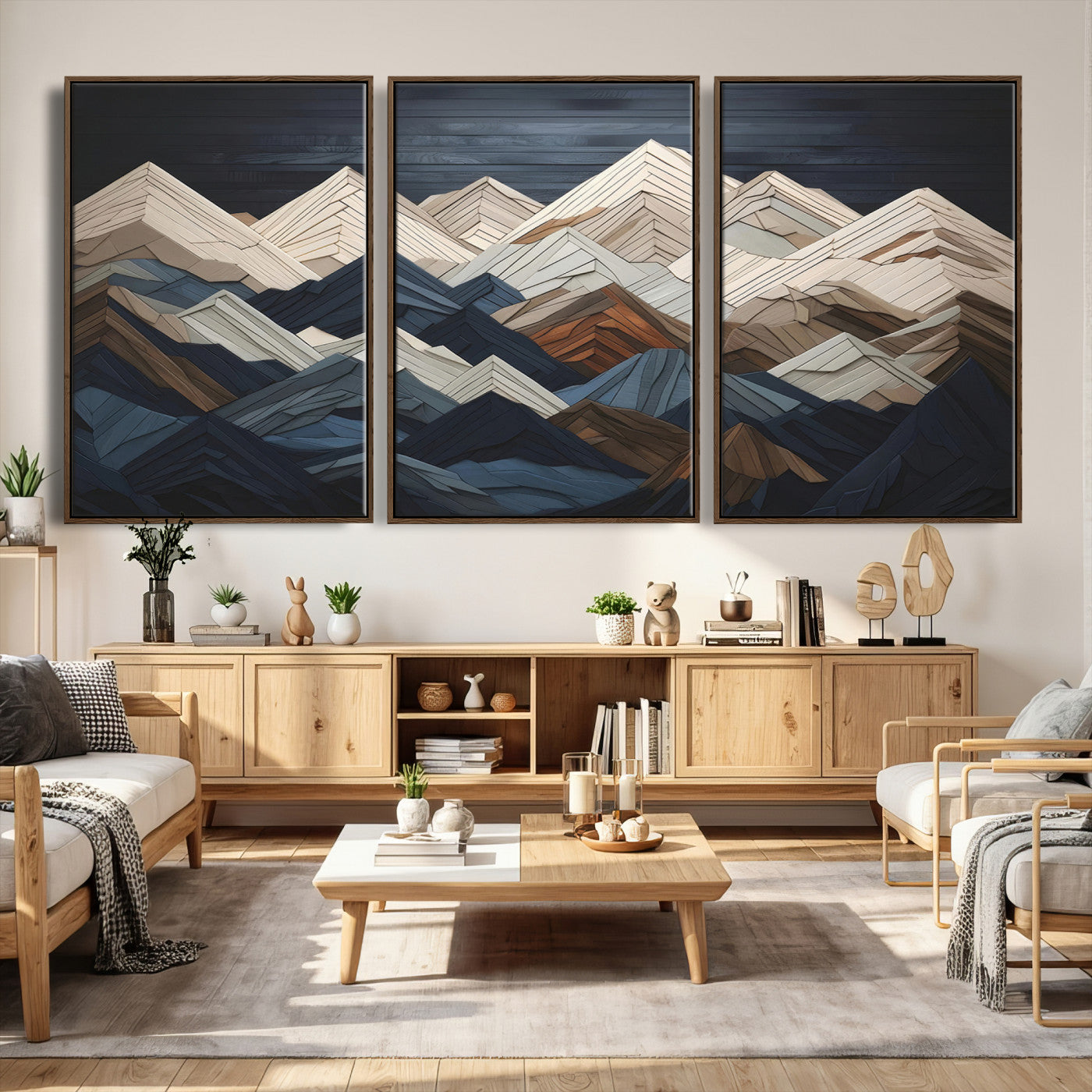 12896-MGV-CV-36X24 - Wood Mountain Wall Art | Mountain Canvas Print Wood Decor | Ready to Hang for Cabin Decor