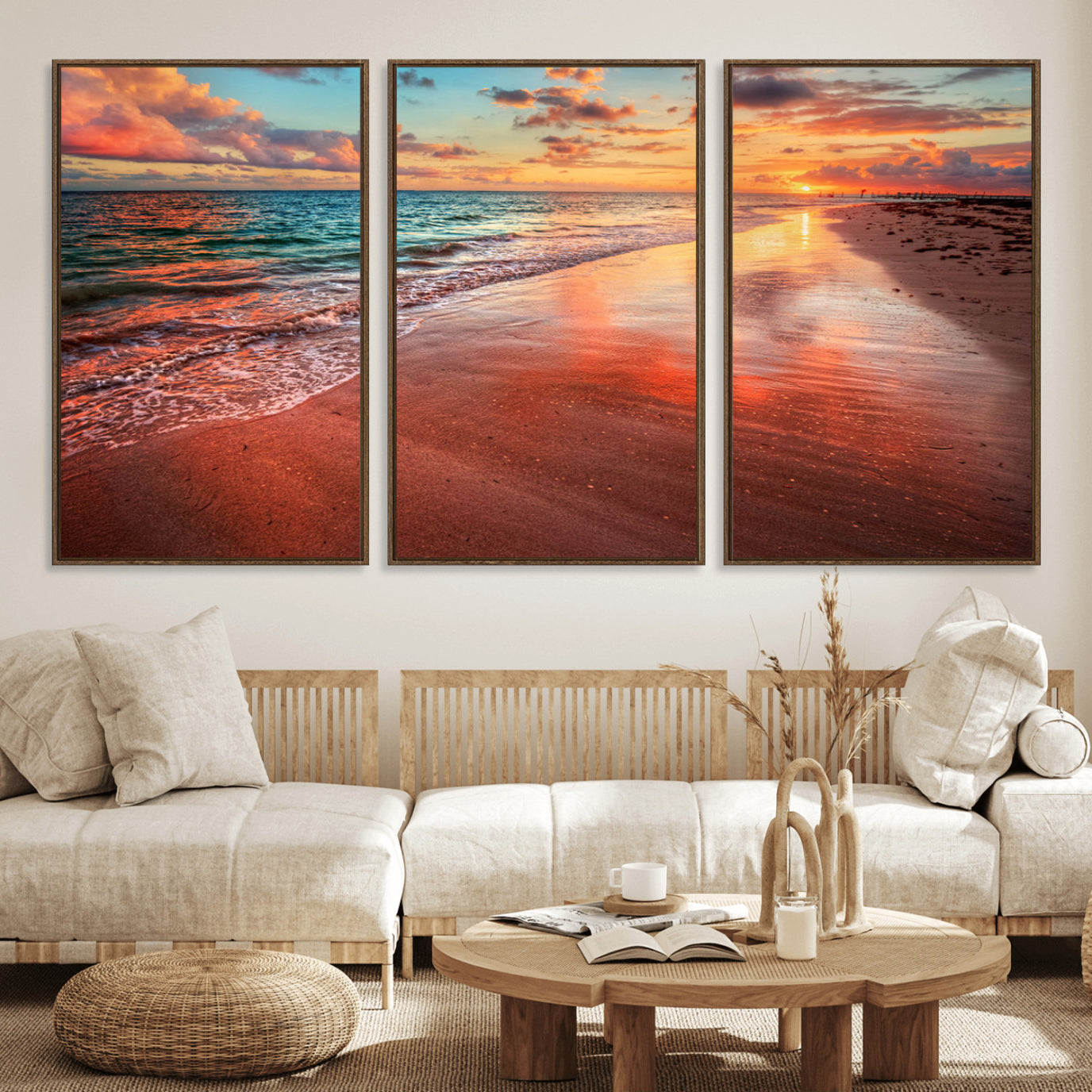 90287-MGV-CV-36X24-Sunset Beach Wall Art | Ocean Canvas Print | Coastal Wall Art | Tranquil Sunset Canvas Print