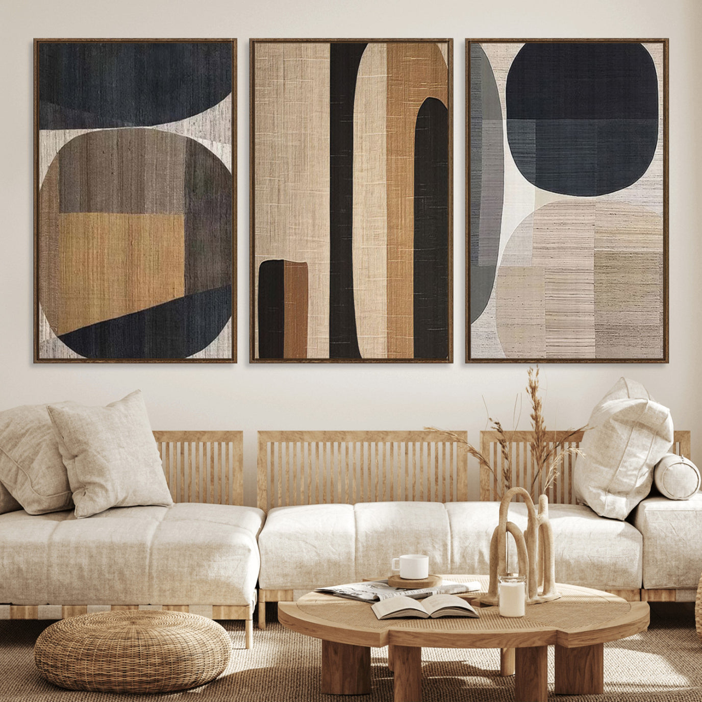 52302-MGV-CV-36X24-Wabi Sabi Canvas Print - Geometric Abstract Wall Art Canvas Print | Minimalist Earthy Tones | Ready