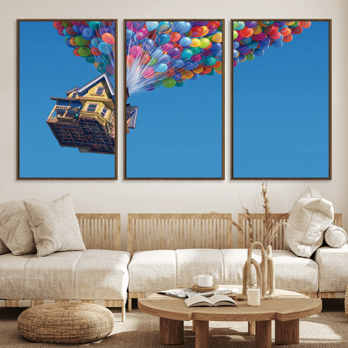 98607-MGV-FC-60X30-3P_Walnut-Carl Fredricksen, Up Movie Wall Art, Balloons Wall Art, Air Balloons for Kids Room Print