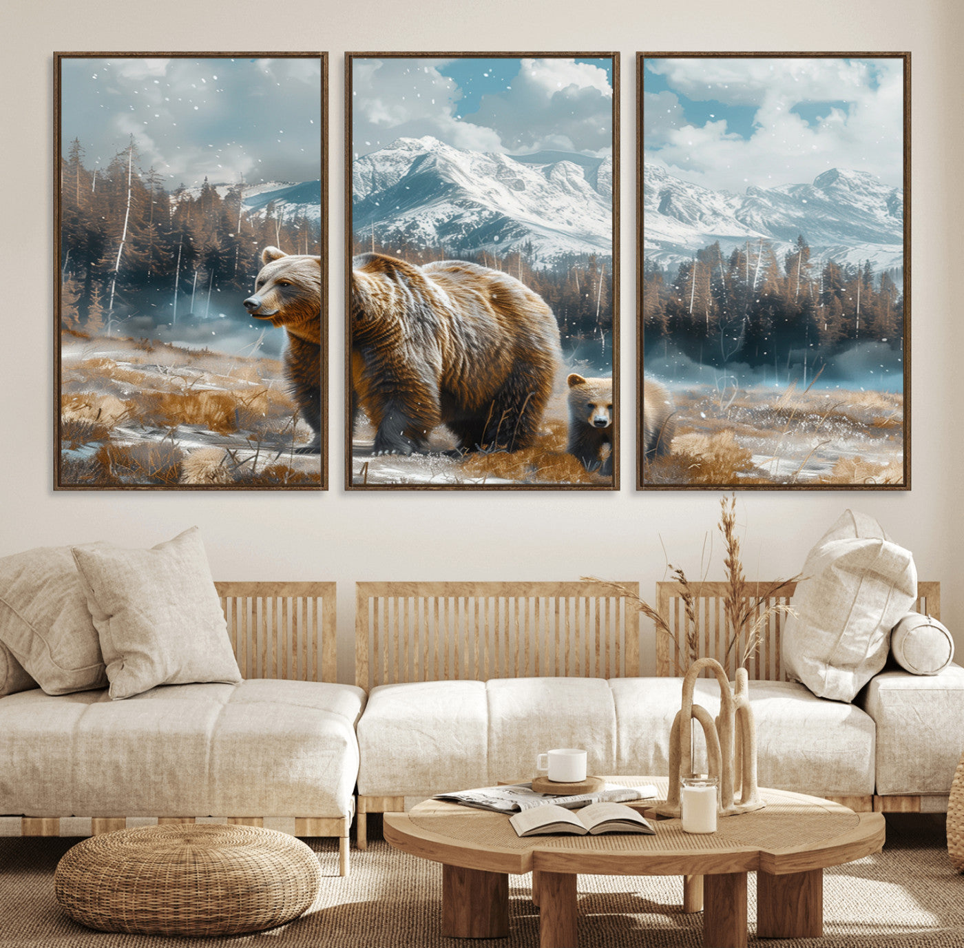 65933-MGV-FC-60X30-3P_Walnut-Bear and Baby Bear Wall Art Canvas Print
