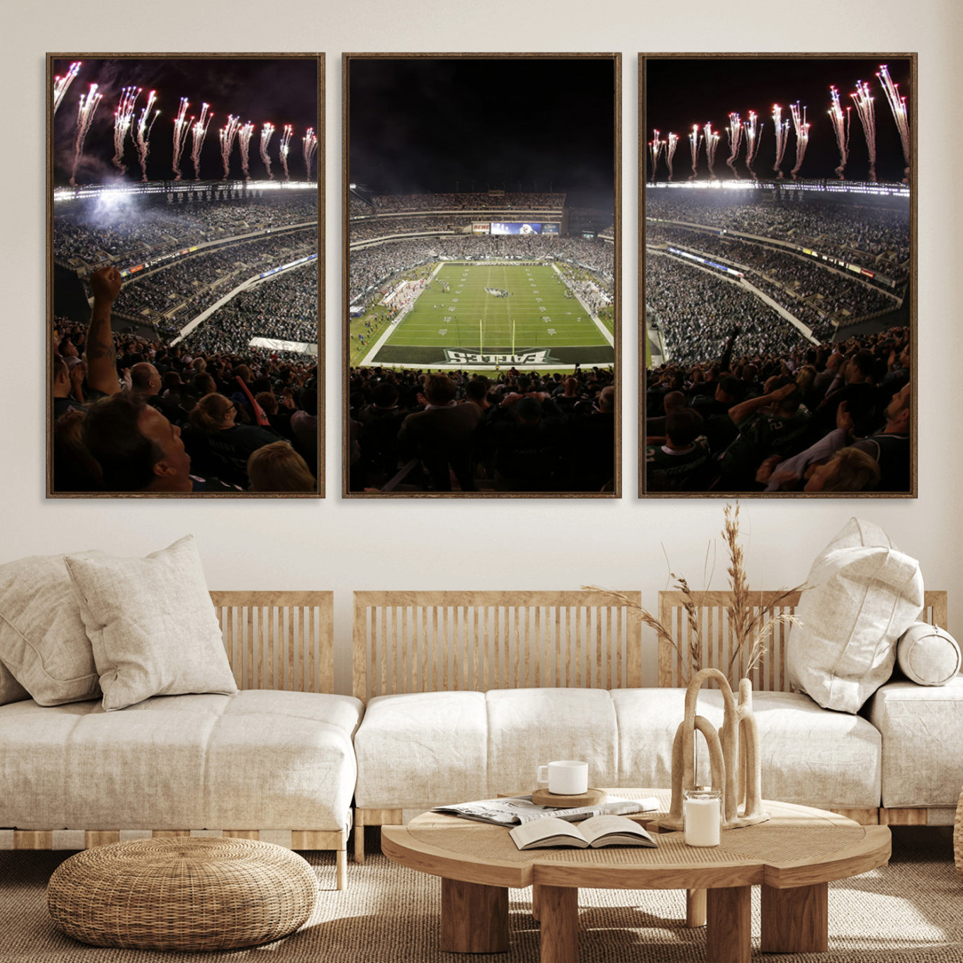 70773-MGV-FC-60X30-3P_Walnut-Eagles Field Stadium Wall Art - Philadelphia Eagles Football Team Print - Philadelphia Lincoln