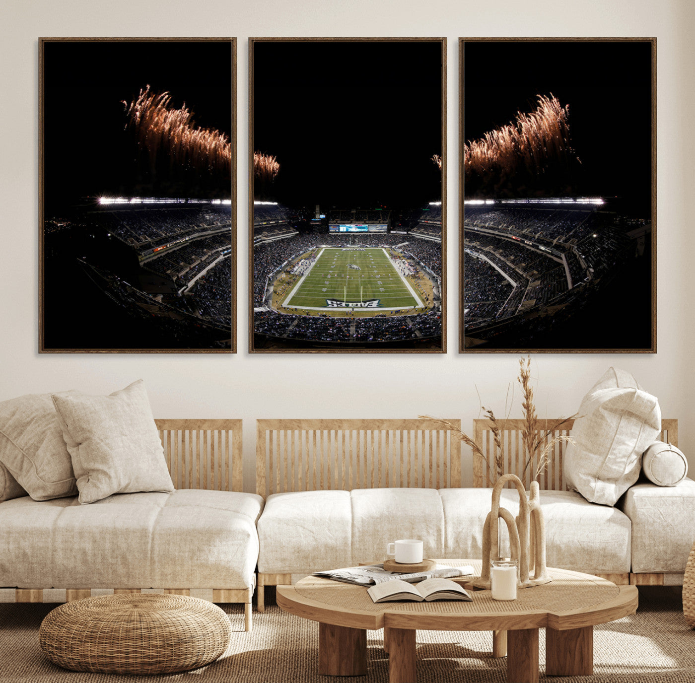 89680-MGV-FC-60X30-3P_Walnut-Eagles Field Stadium Wall Art | Philadelphia Eagles Football Team Print - Philadelphia Lincoln