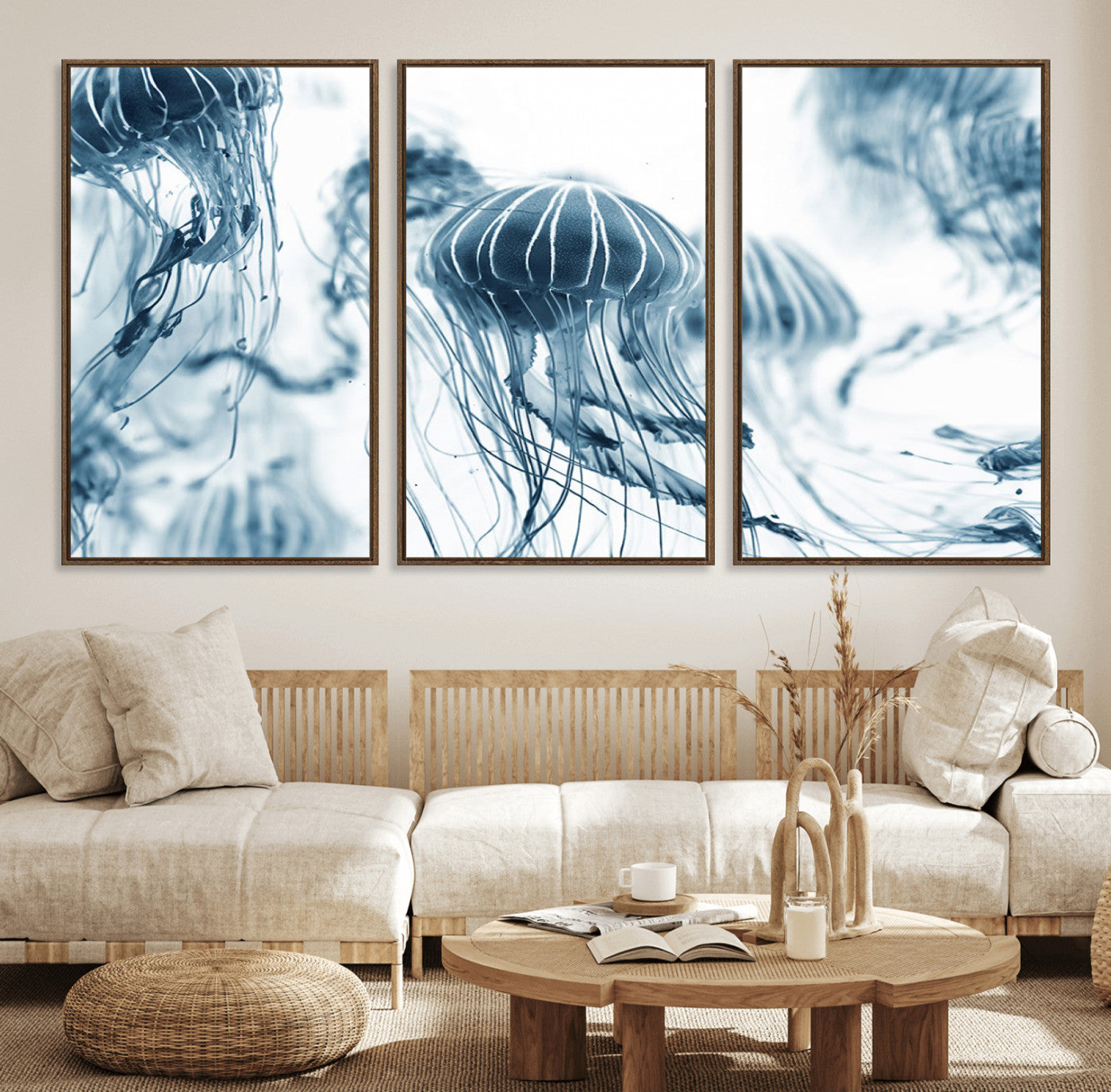 15482-MGV-FC-60X30-3P_Walnut-Abstract Jellyfish Canvas Print Wall Art
