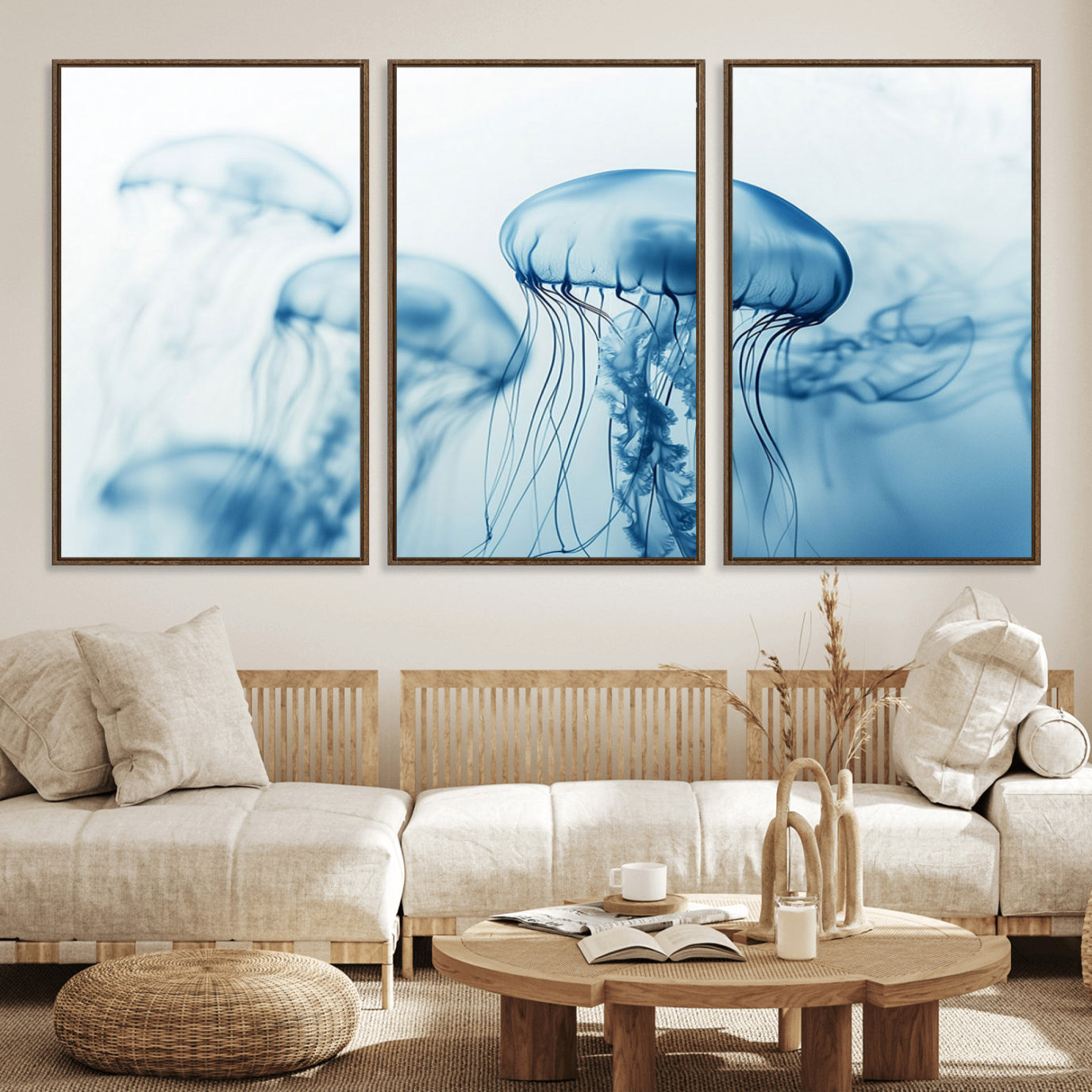 87333-MGV-FC-60X30-3P_Walnut-Blue Jellyfish Wall Art Canvas Print