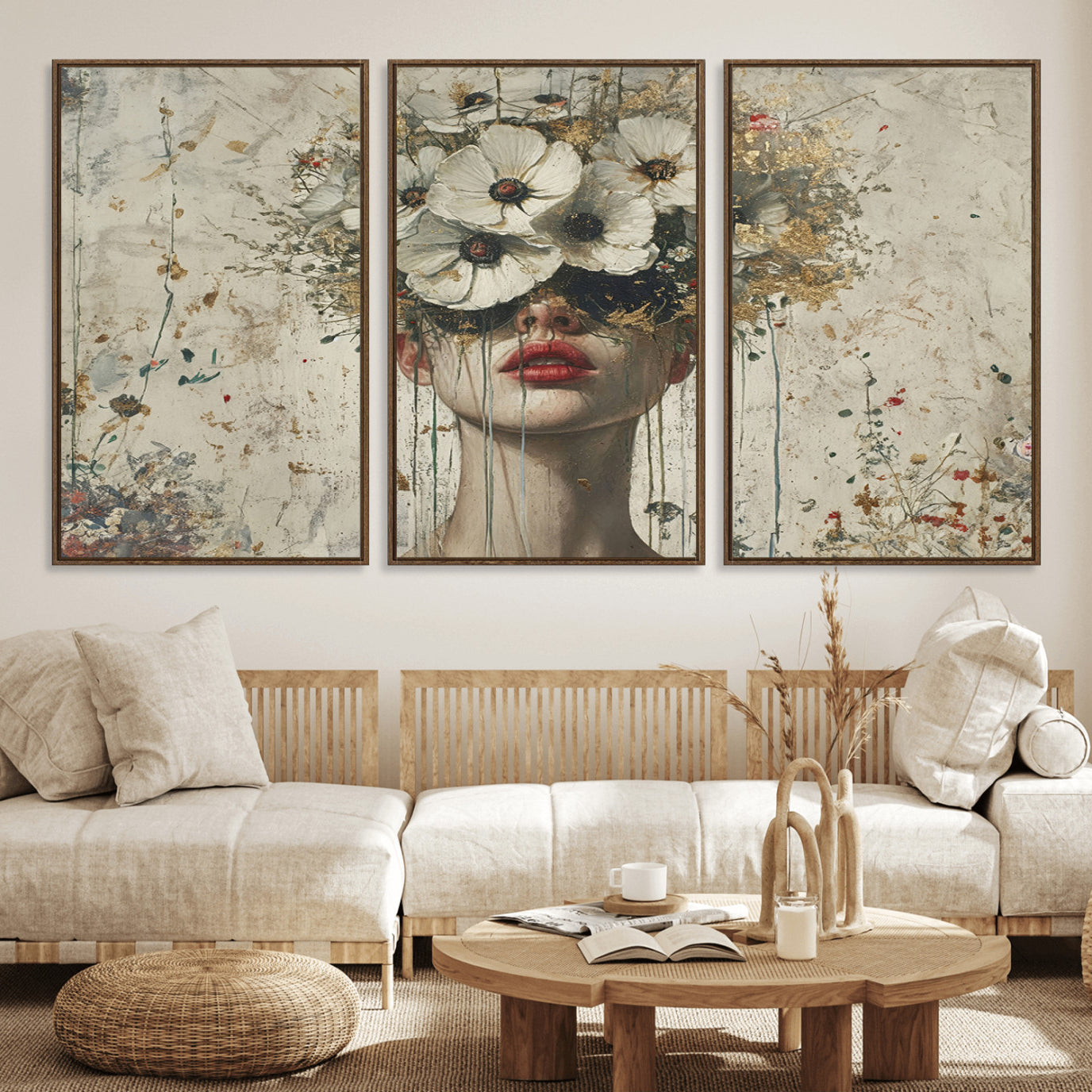 72759-MGV-FC-60X30-3P_Walnut-Abstract Floral Women Patel Wall Art Canvas Print