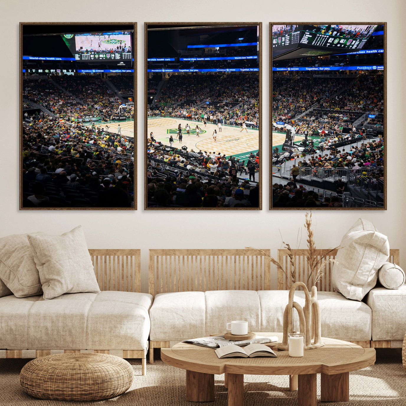 19115-MGV-FC-60X30-3P_Walnut-Climate Pledge Arena | Washington Seattle Kraken Hockey Stadium Wall Art | Canvas Print | Ready to