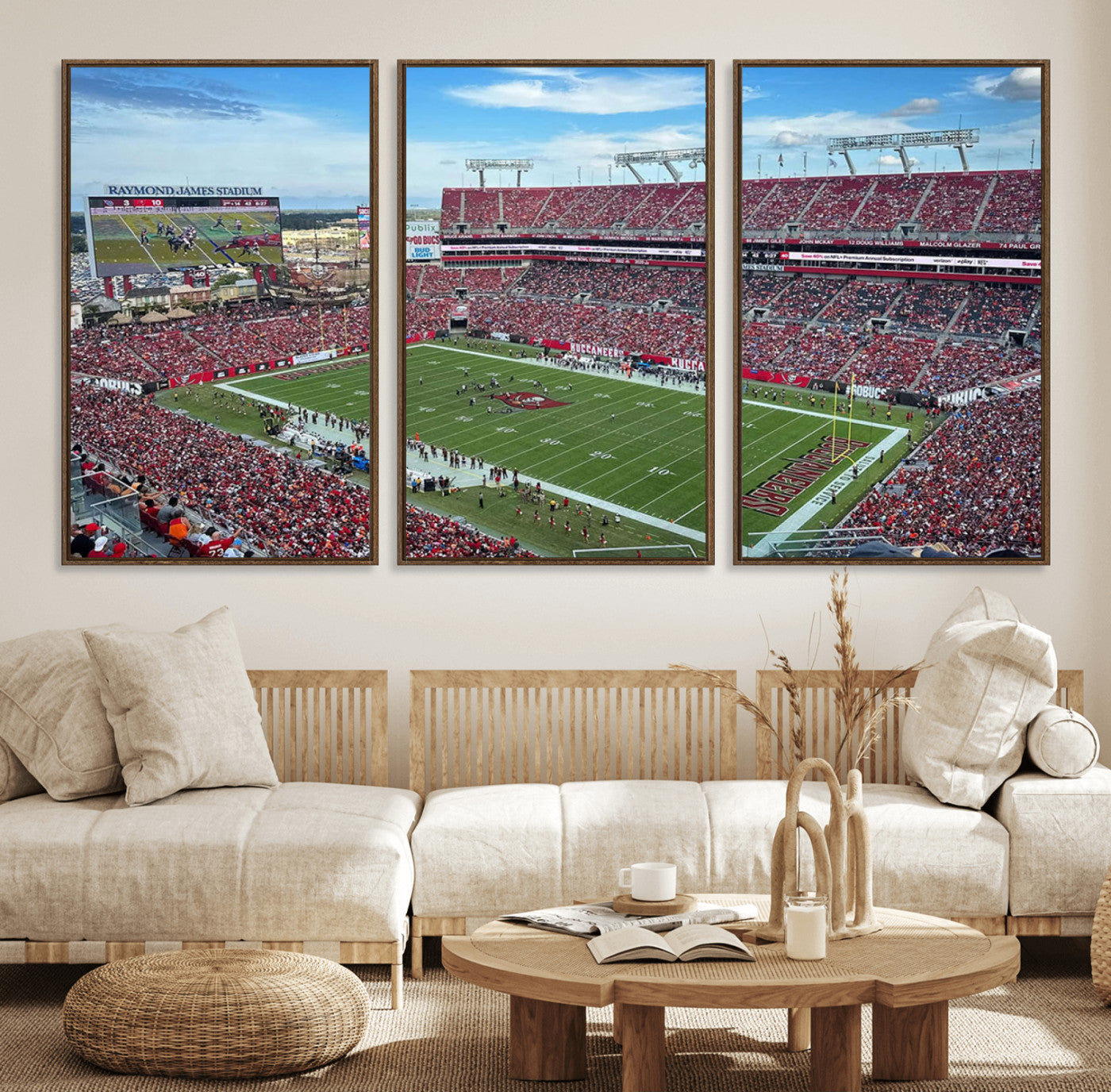 52828-MGV-FC-60X30-3P_Walnut-Florida Tampa Raymond James Stadium Wall Art Canvas Print - NFL Football Stadium Print Canvas