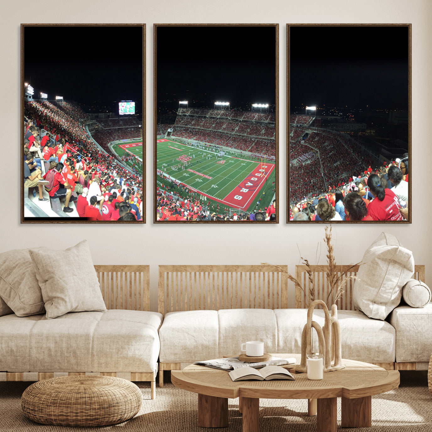 67036-MGV-FC-60X30-3P_Walnut-Houston Cougars Football Team Print - Houston TDECU Stadium Wall Art Canvas Print