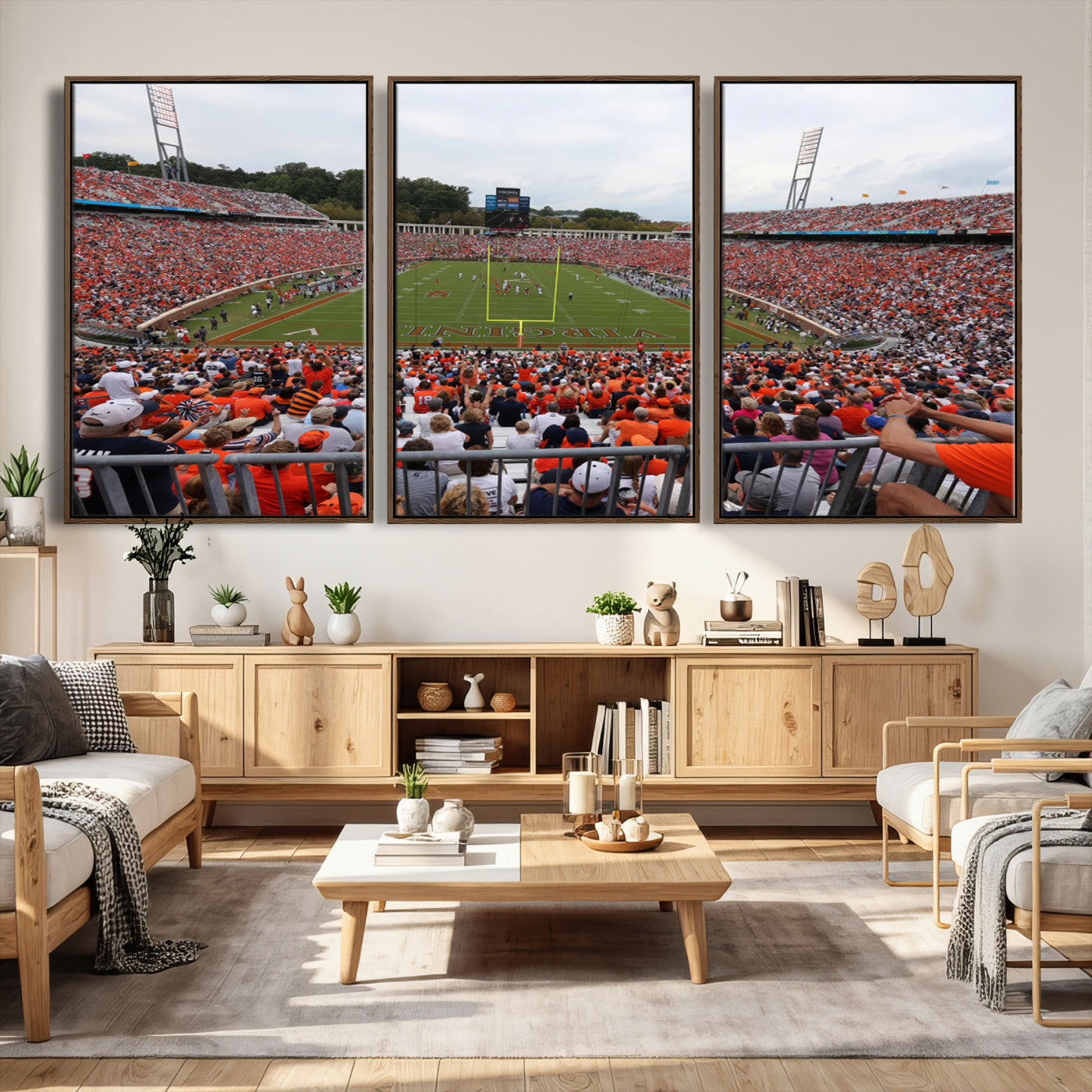 63606-MGV-CV-36X24 - Virginia Cavaliers Football Team Print - Charlottesville Scott Stadium Print Wall Art Canvas