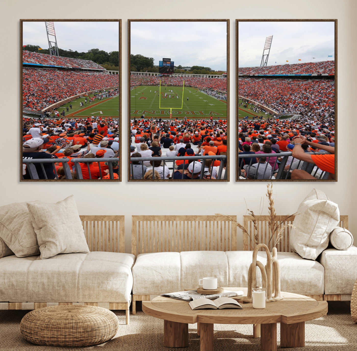 63606-MGV-CV-80X40-5P-Virginia Cavaliers Football Team Print - Charlottesville Scott Stadium Print Wall Art Canvas