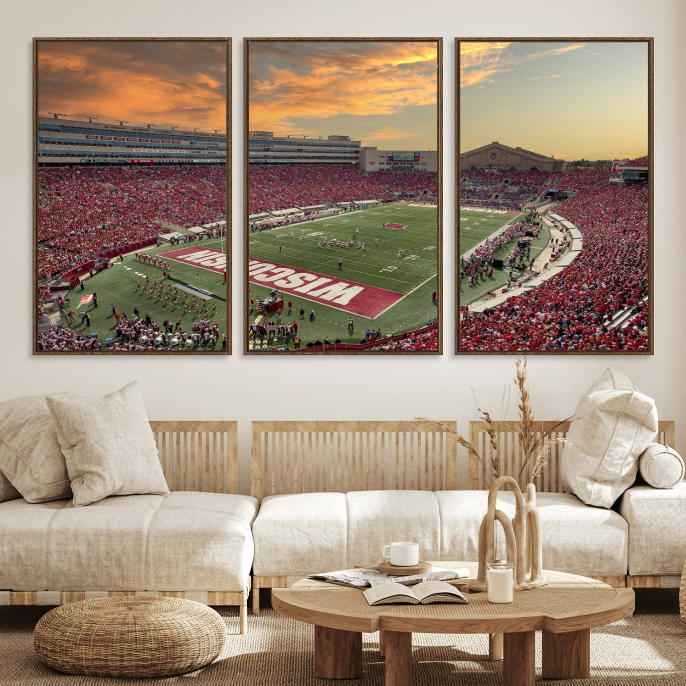 41472-MGV-FC-60X30-3P_Walnut-Camp Randall Stadium Wisconsin Badgers Large Wall Art Canvas Print | College Football Stadium Wall