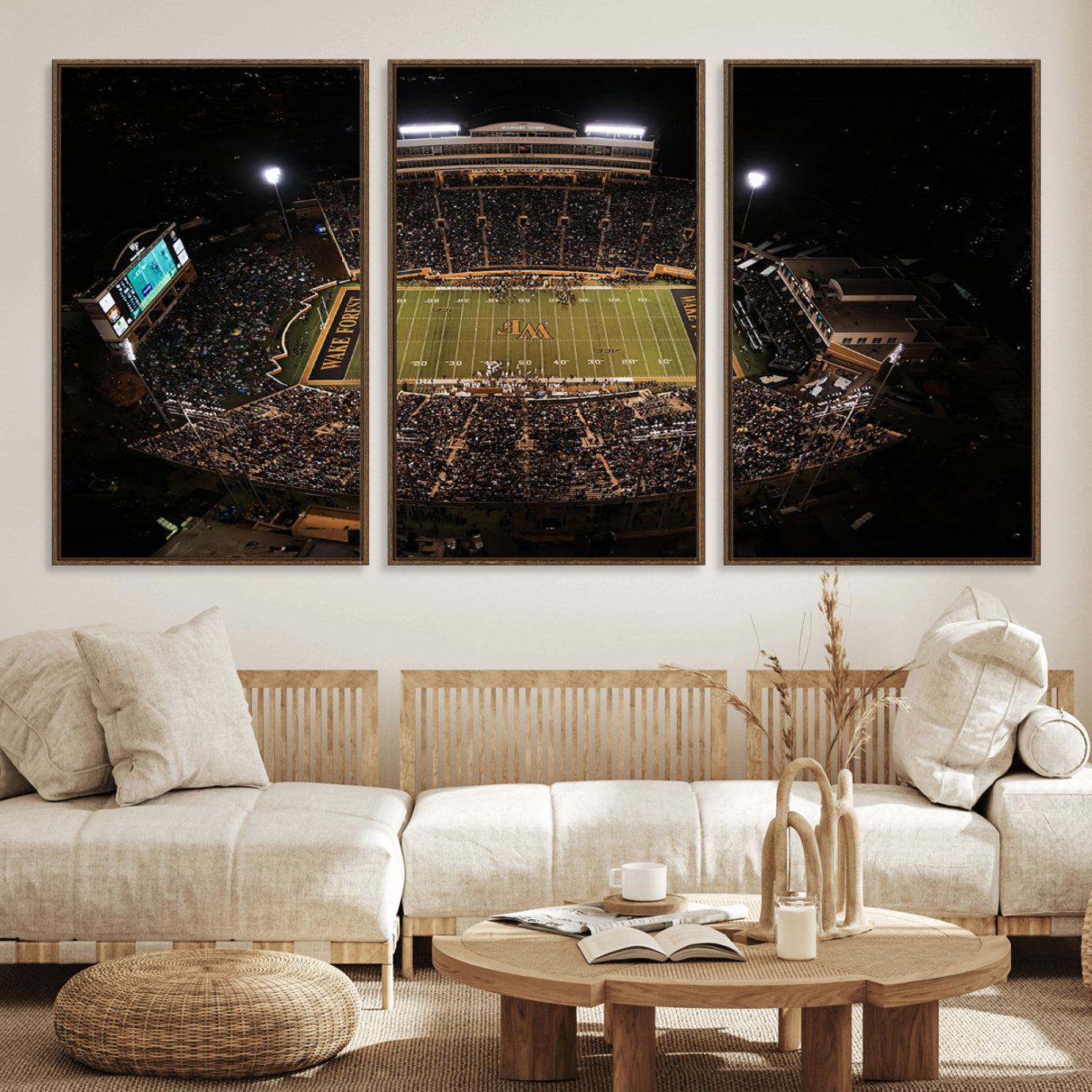 20605-MGV-FC-60X30-3P_Walnut-Wake Forest University Demon Deacons Canvas Printi, Football Team Print - Winston-Salem Allegacy