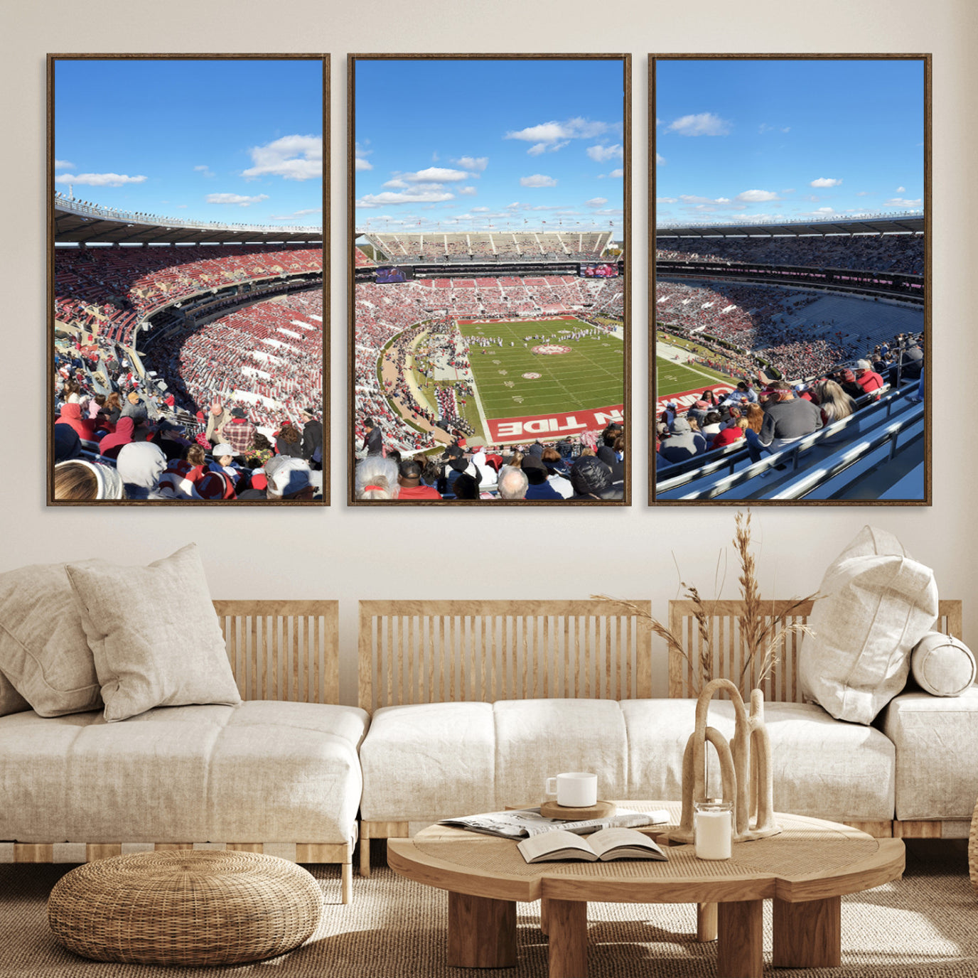 62122-MGV-FC-60X30-3P_Walnut-University of Alabama Crimson Tide Print Wall Art - Tuscaloosa Bryant-Denny Stadium Wall Art Canvas